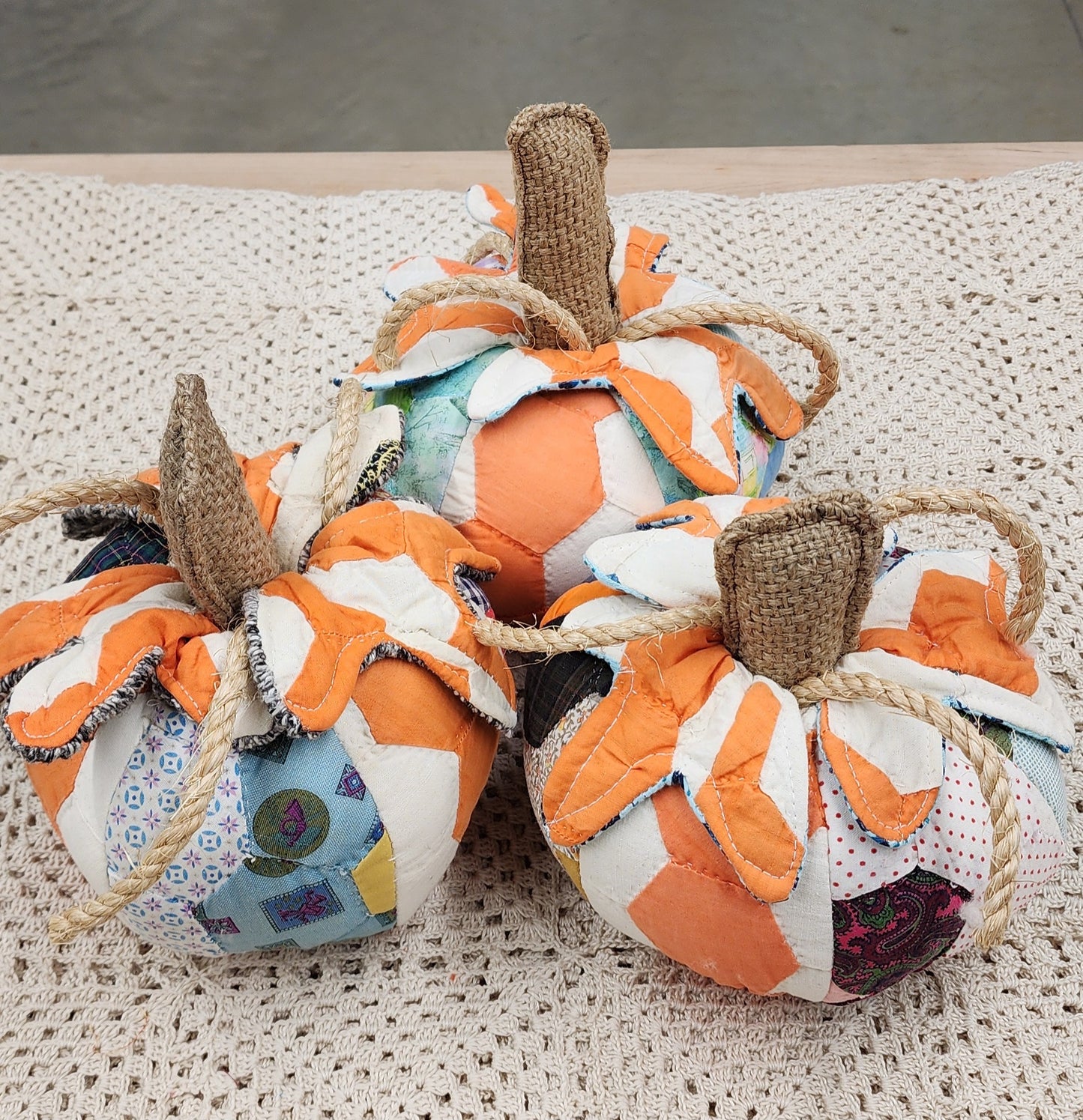 Grandma's Vintage Quilt Pumpkin - Lot H