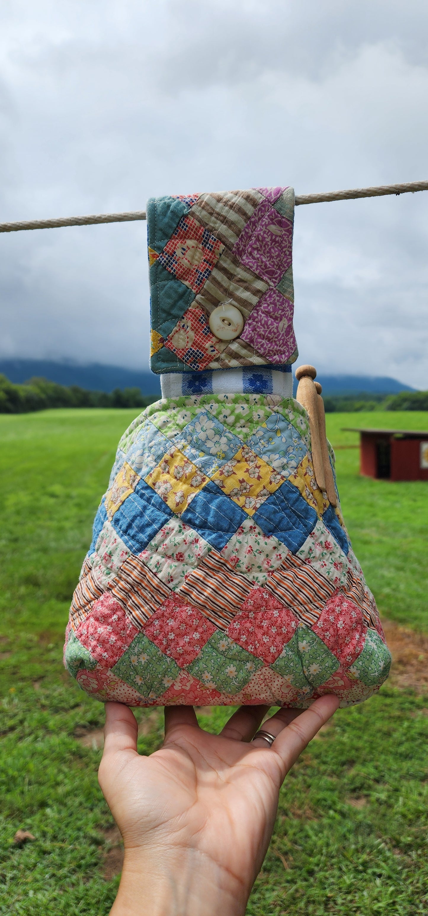 Vintage Quilt Clothespin Bag