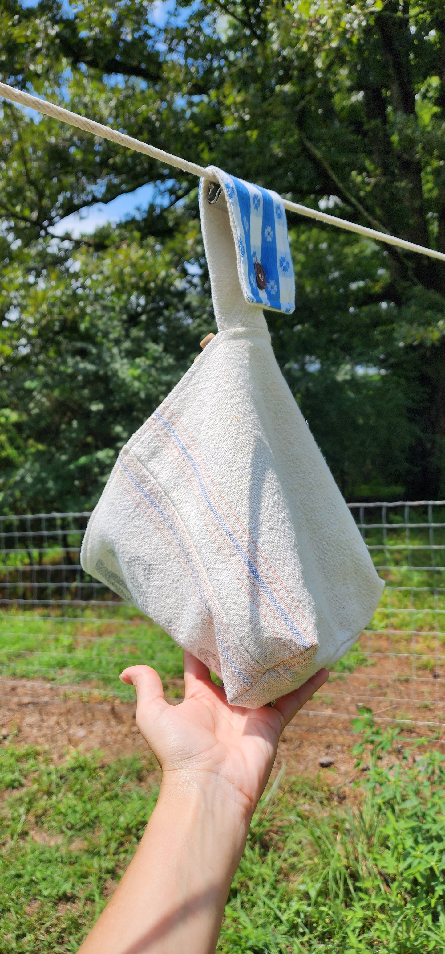 Antique Grainsack Clothespin Bag