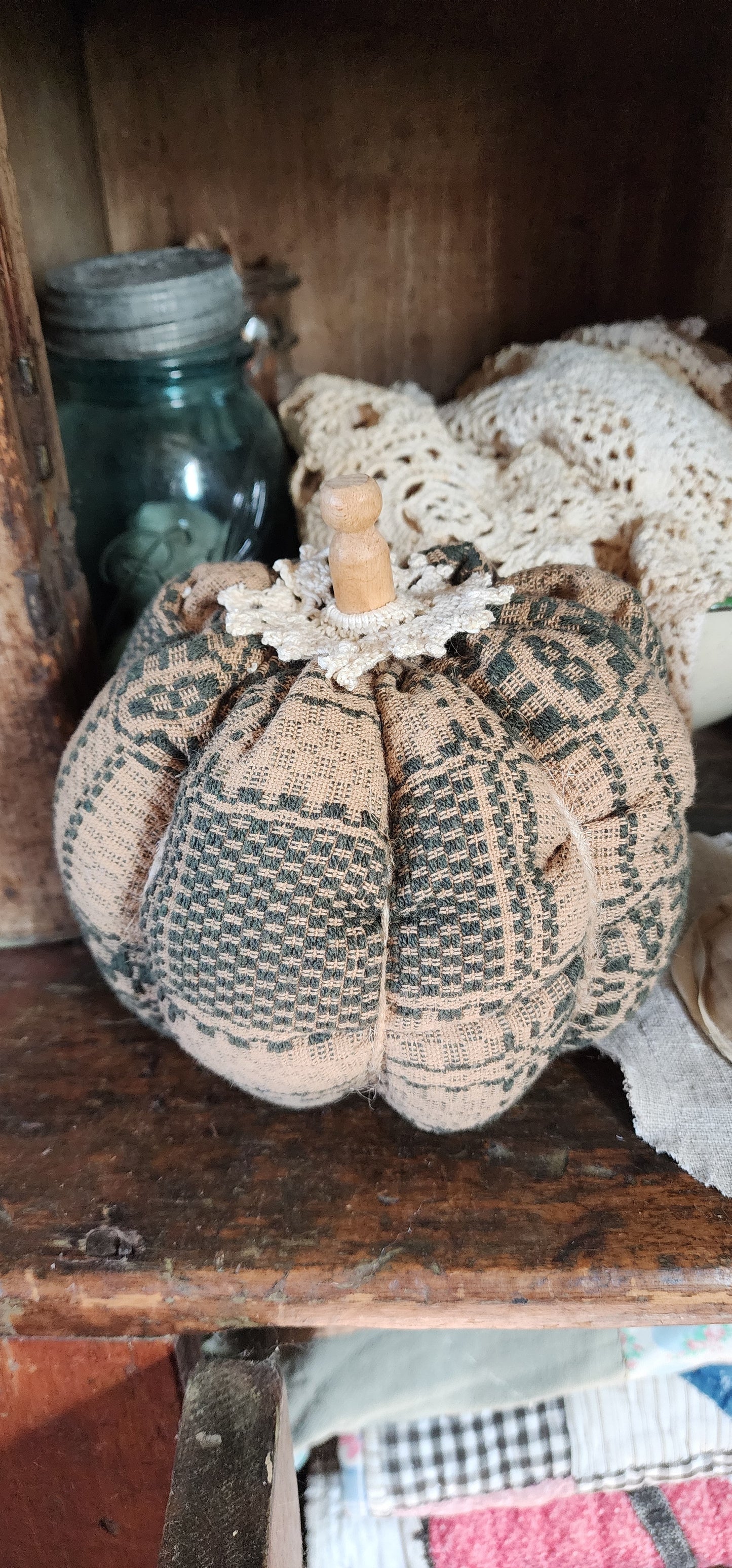 Vintage Linen Pumpkin with hat