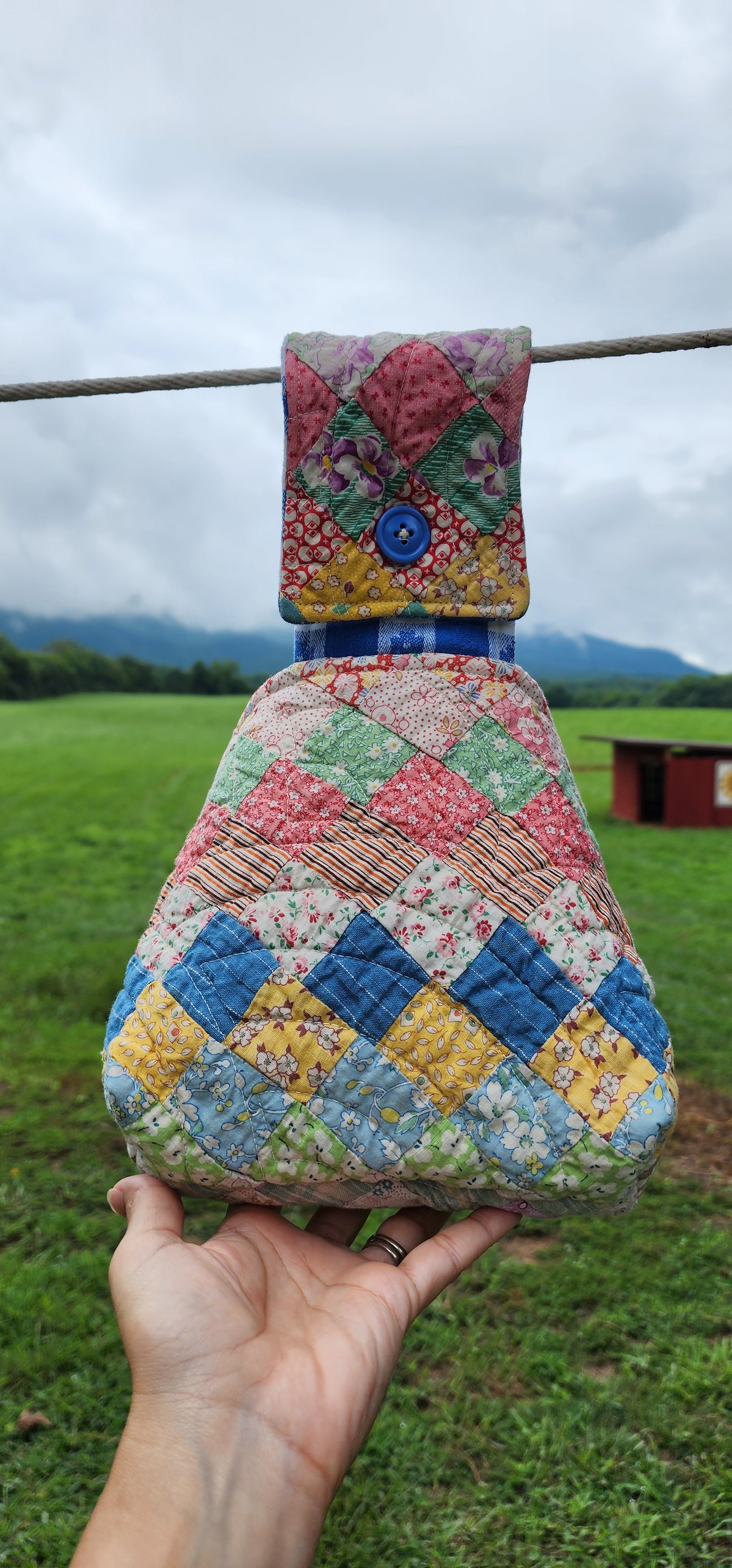 Vintage Quilt Clothespin Bag
