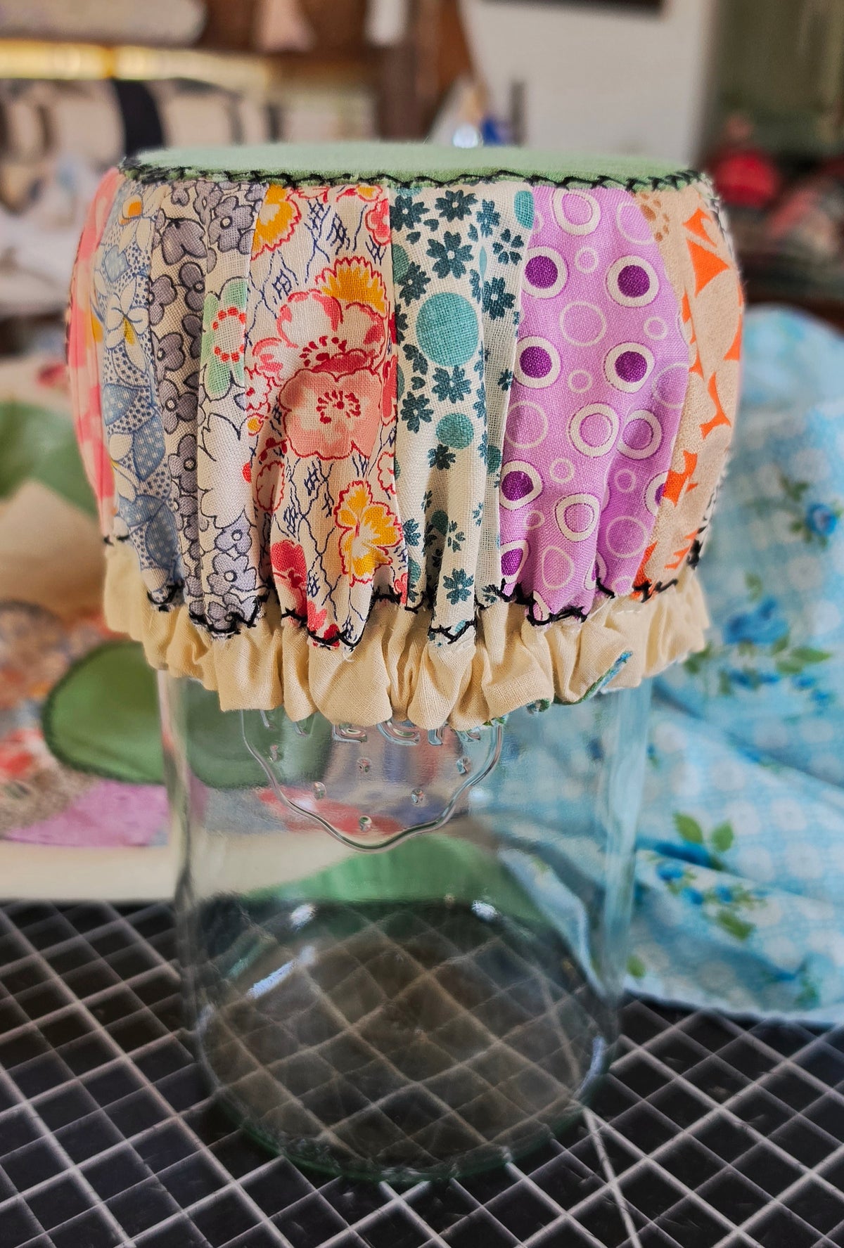 Vintage Quilt Jar Cover