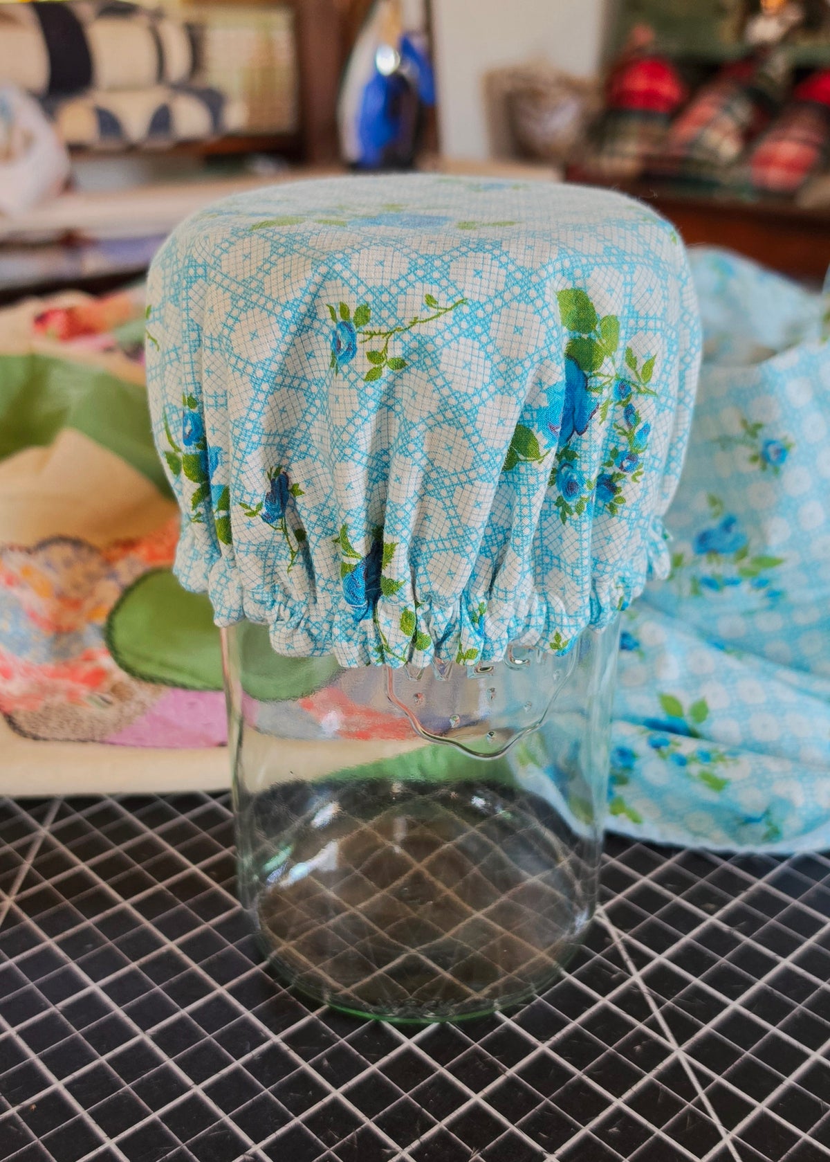 Vintage Quilt Jar Cover