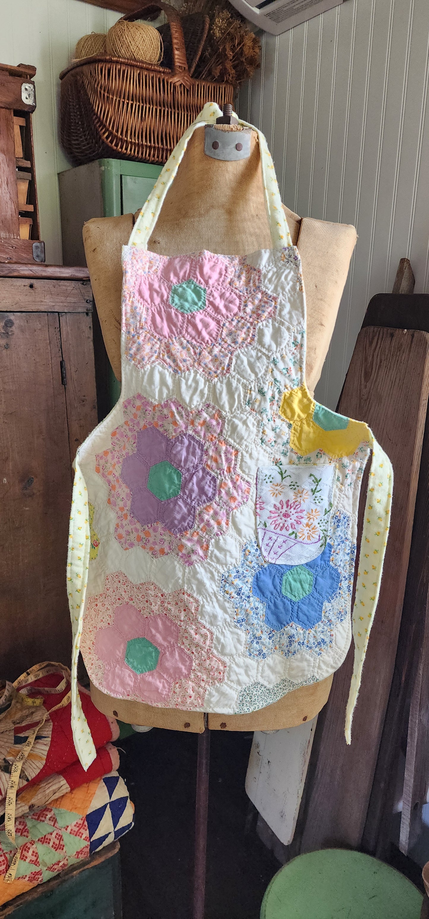 Grandma's Vintage Quilt/Linen Children's Apron