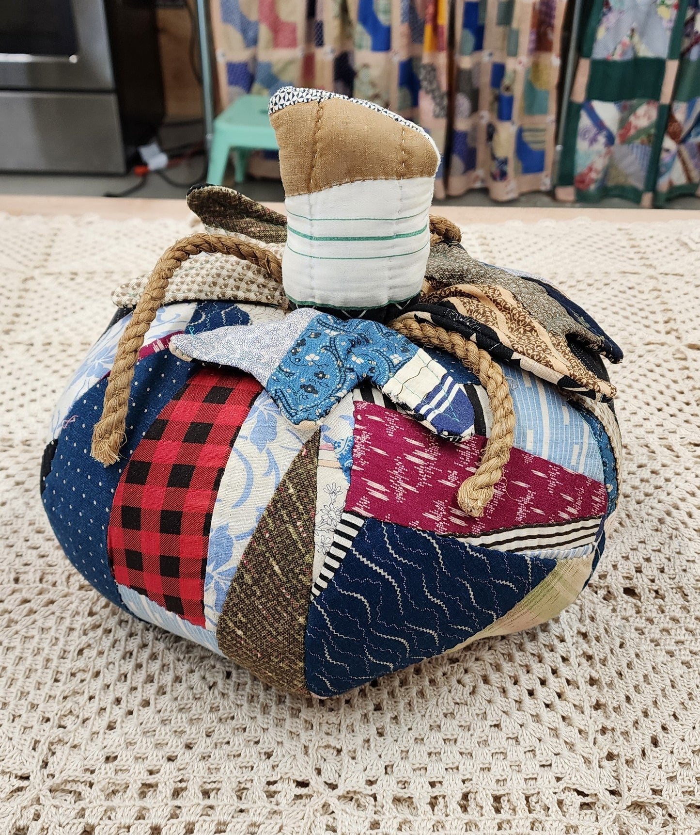Grandma's Vintage Quilt Pumpkin