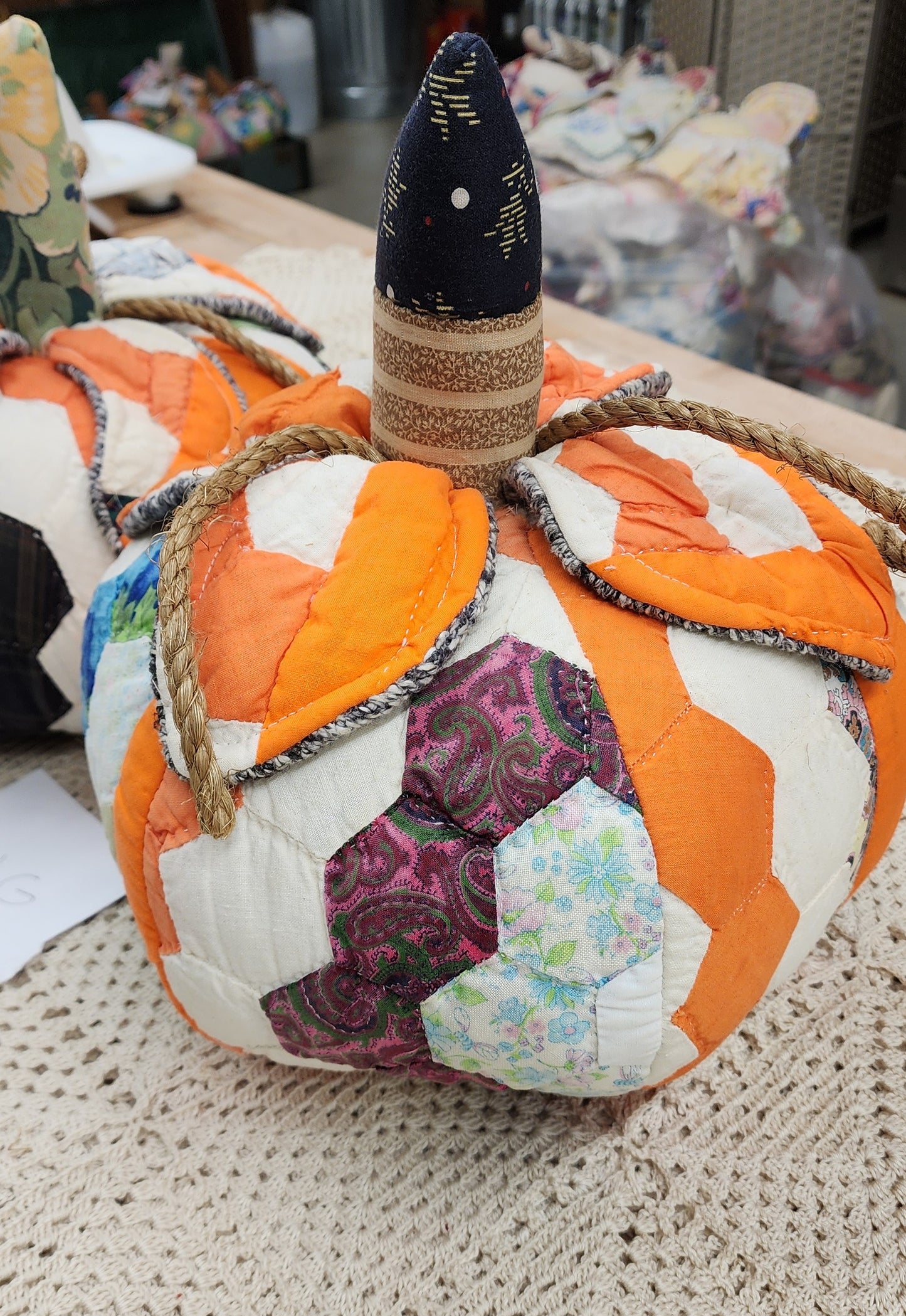 Grandma's Vintage Quilt Pumpkin - Lot G