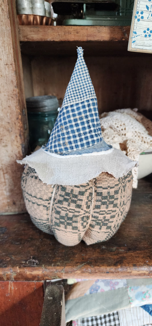 Vintage Linen Pumpkin with hat