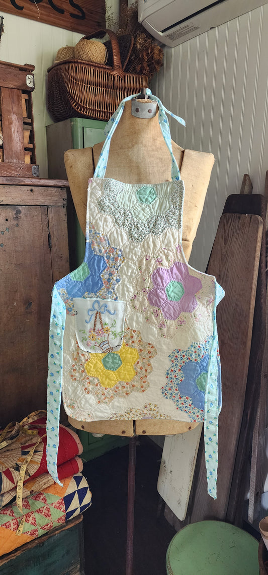 Grandma's Vintage Quilt/Linen Children's Apron