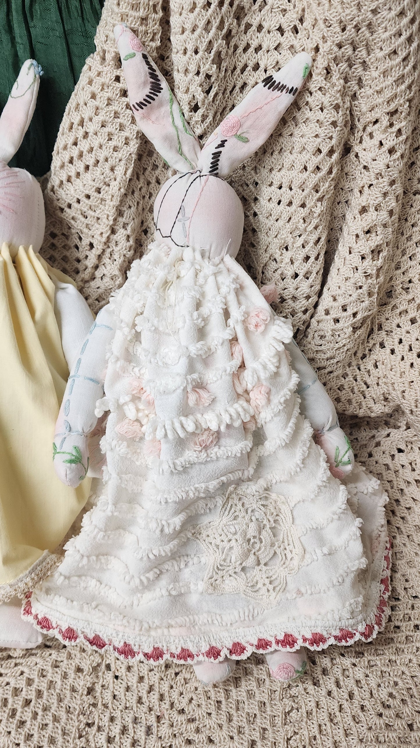 Grandma's Vintage Linen Bunny Set of Two