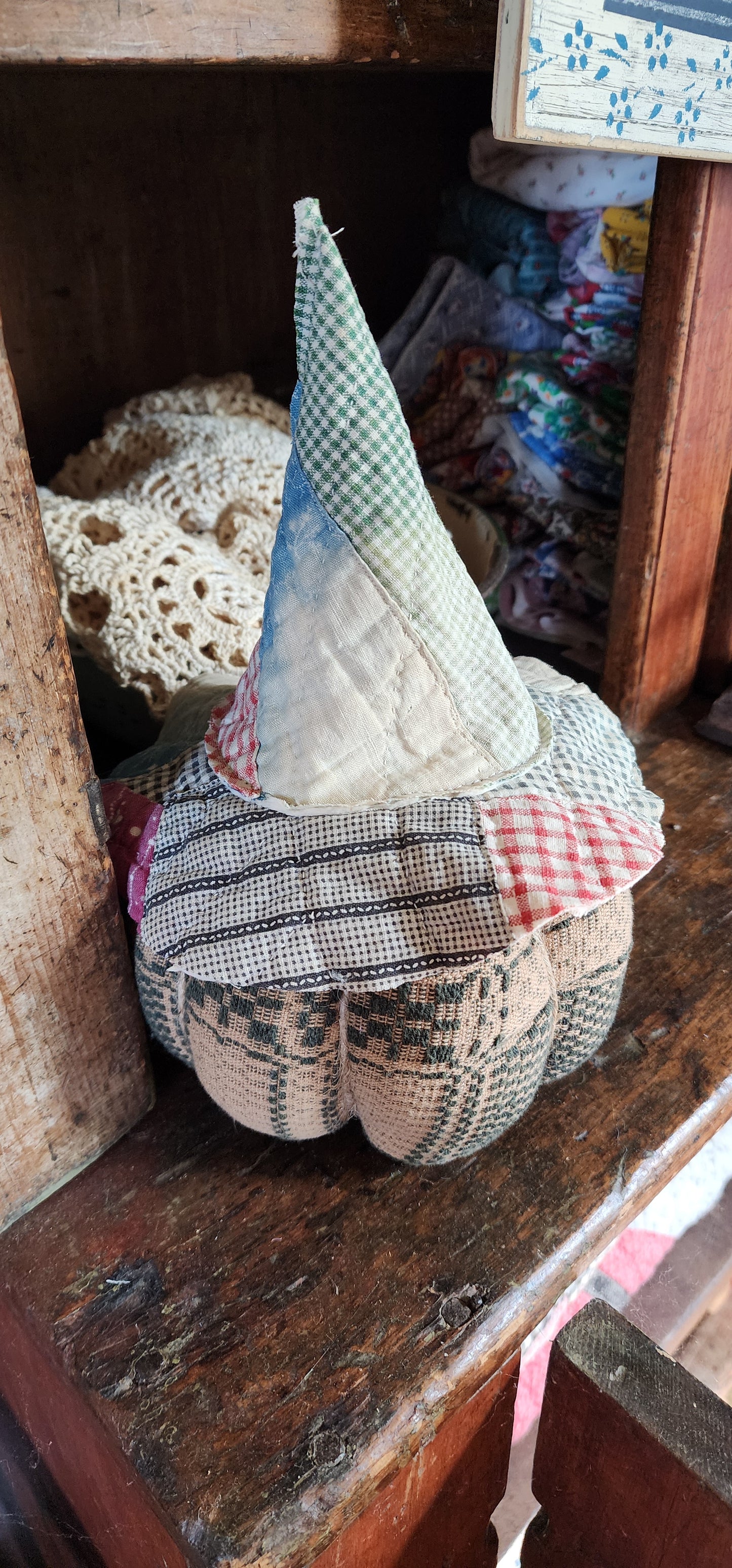 Vintage Linen Pumpkin with hat