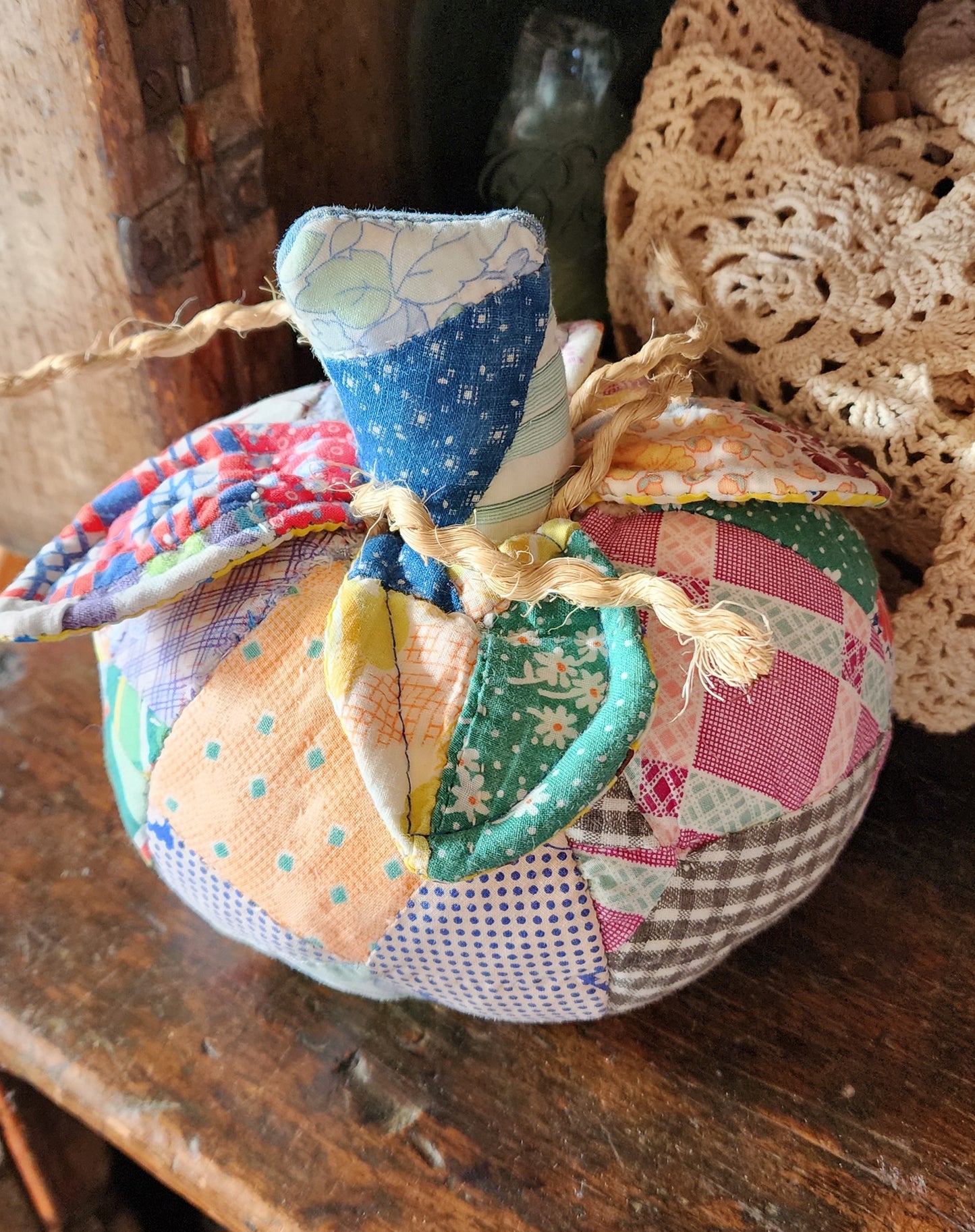 Grandma's Vintage Quilt Pumpkin