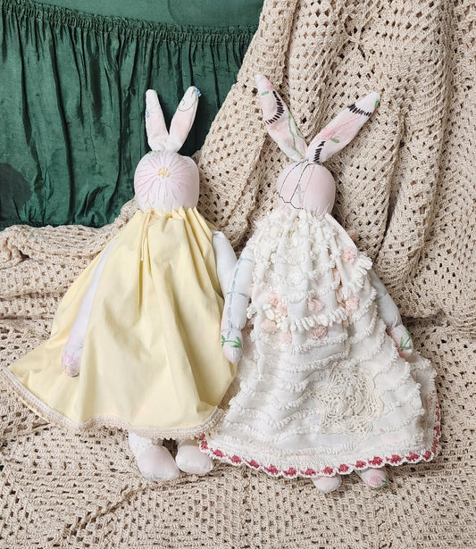 Grandma's Vintage Linen Bunny Set of Two