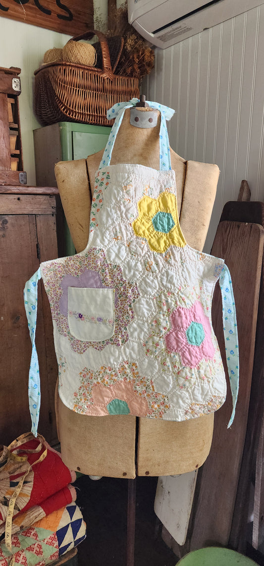 Grandma's Vintage Quilt/Linen Children's Apron