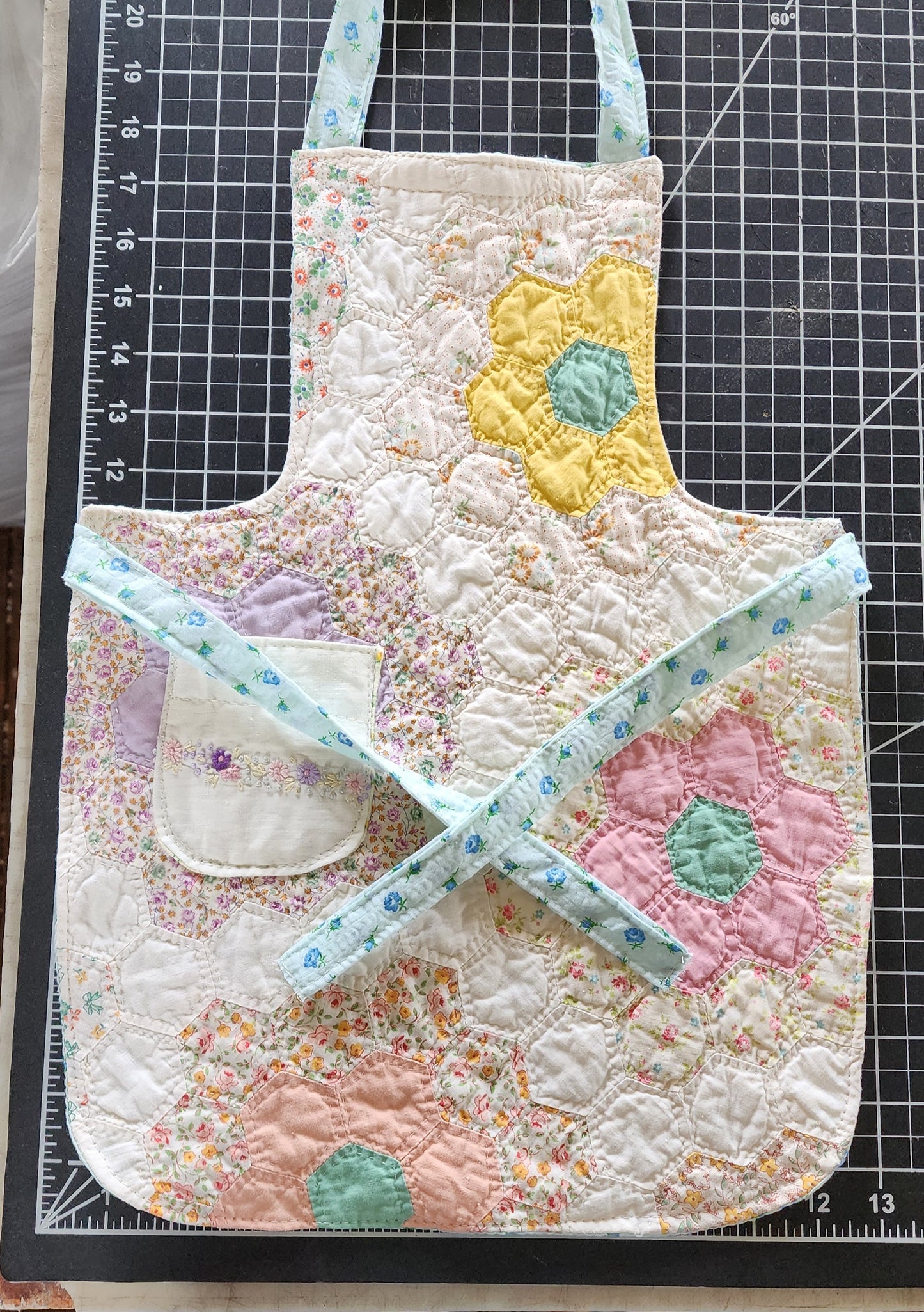 Grandma's Vintage Quilt/Linen Children's Apron
