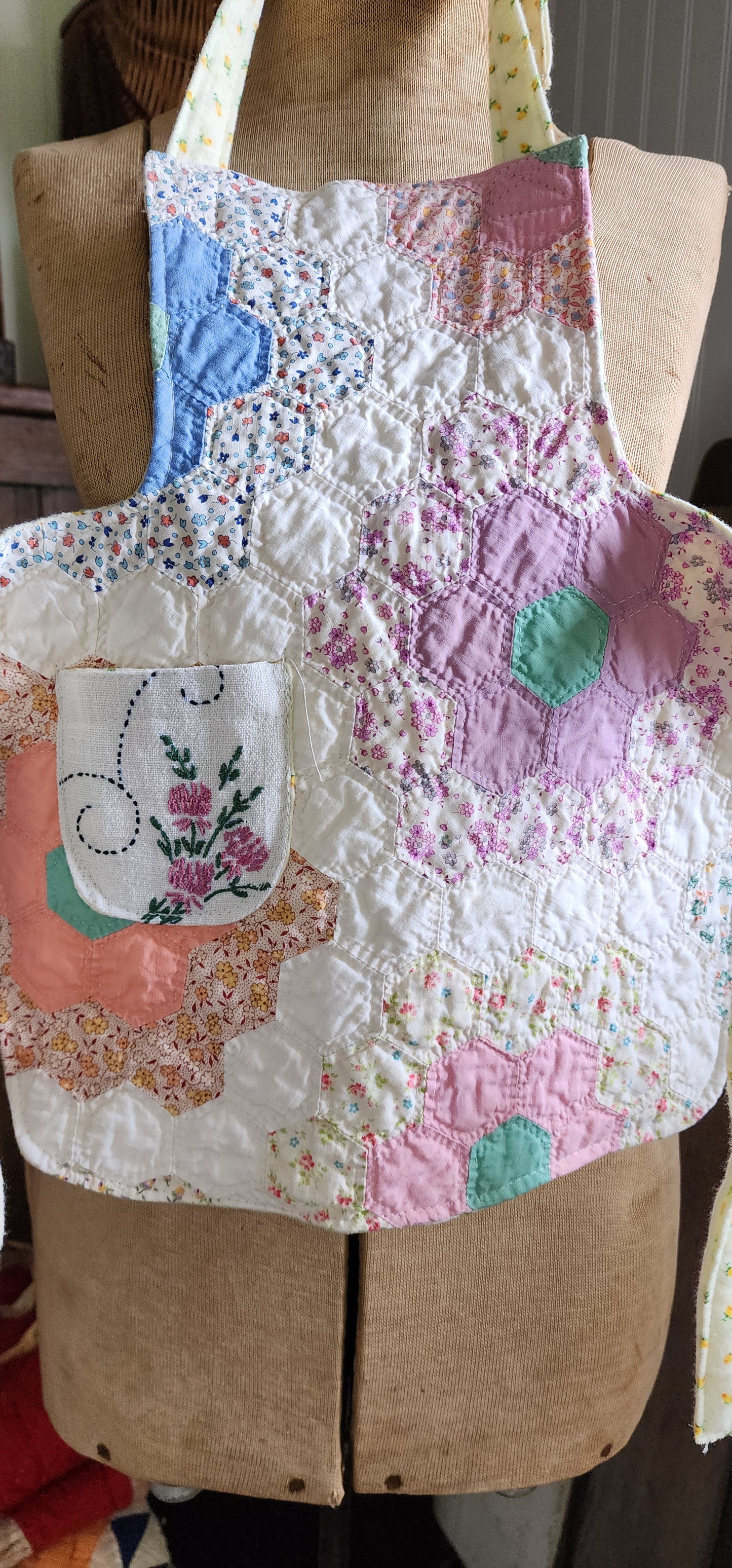 Grandma's Vintage Quilt/Linen Children's Apron