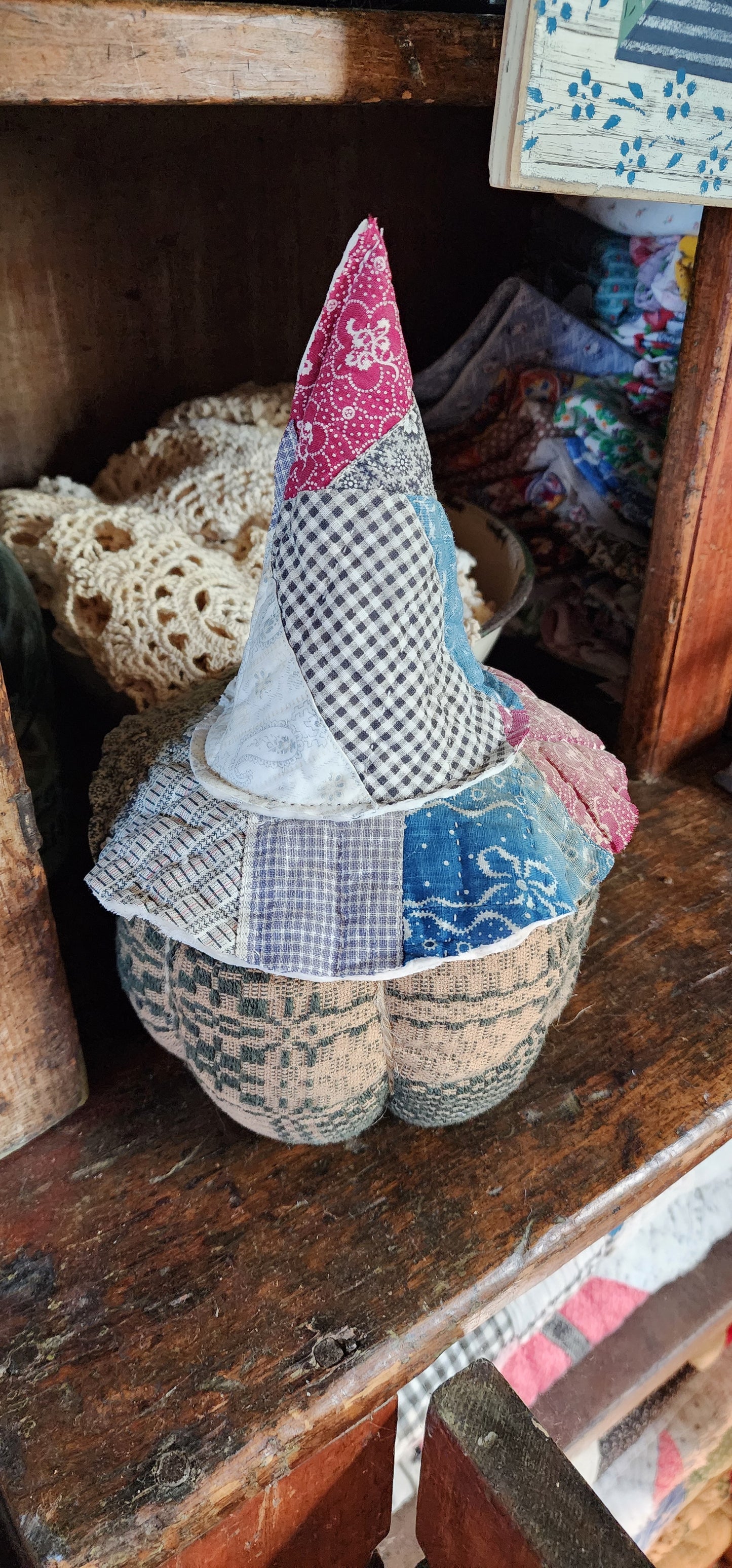 Vintage Linen Pumpkin with hat