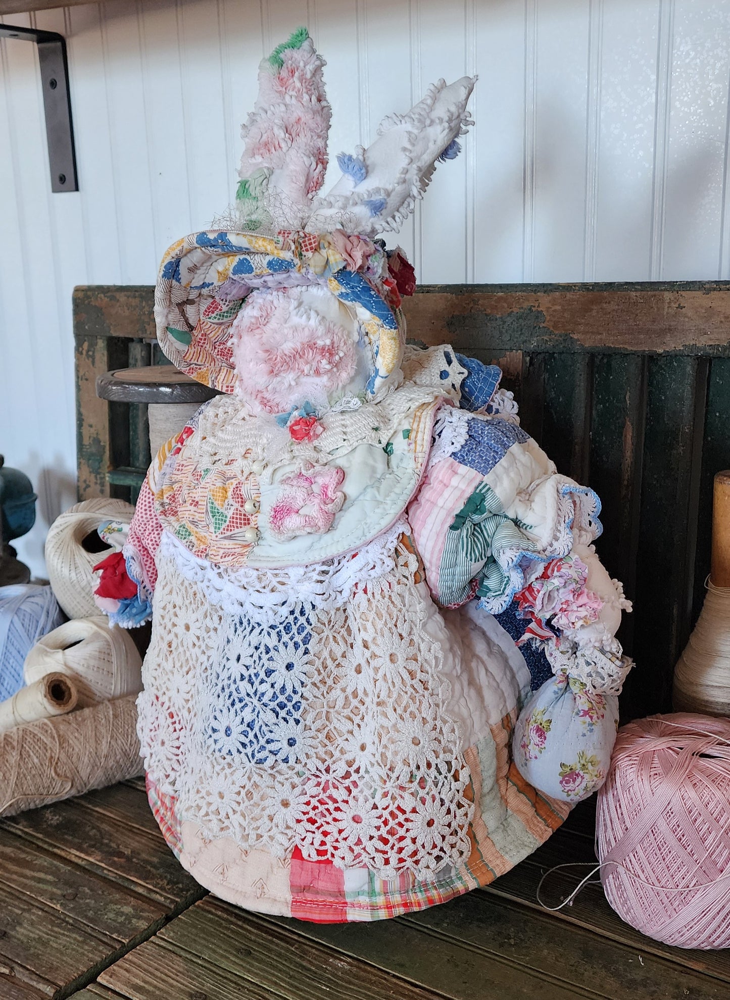 Grandma's Vintage Quilt/Linen Bunny