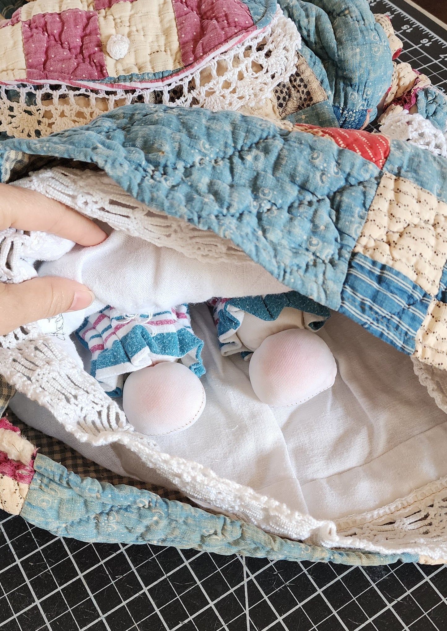 Grandma's Vintage Quilt/Linen Doll