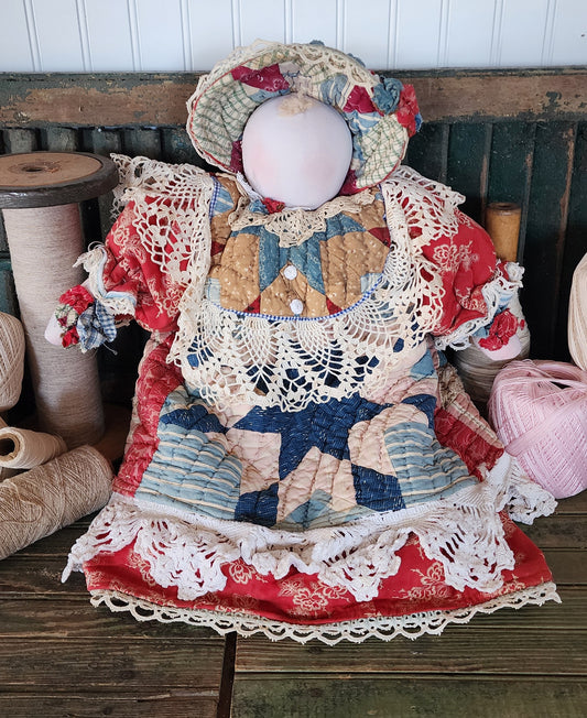 Grandma's Vintage Quilt/Linen Doll