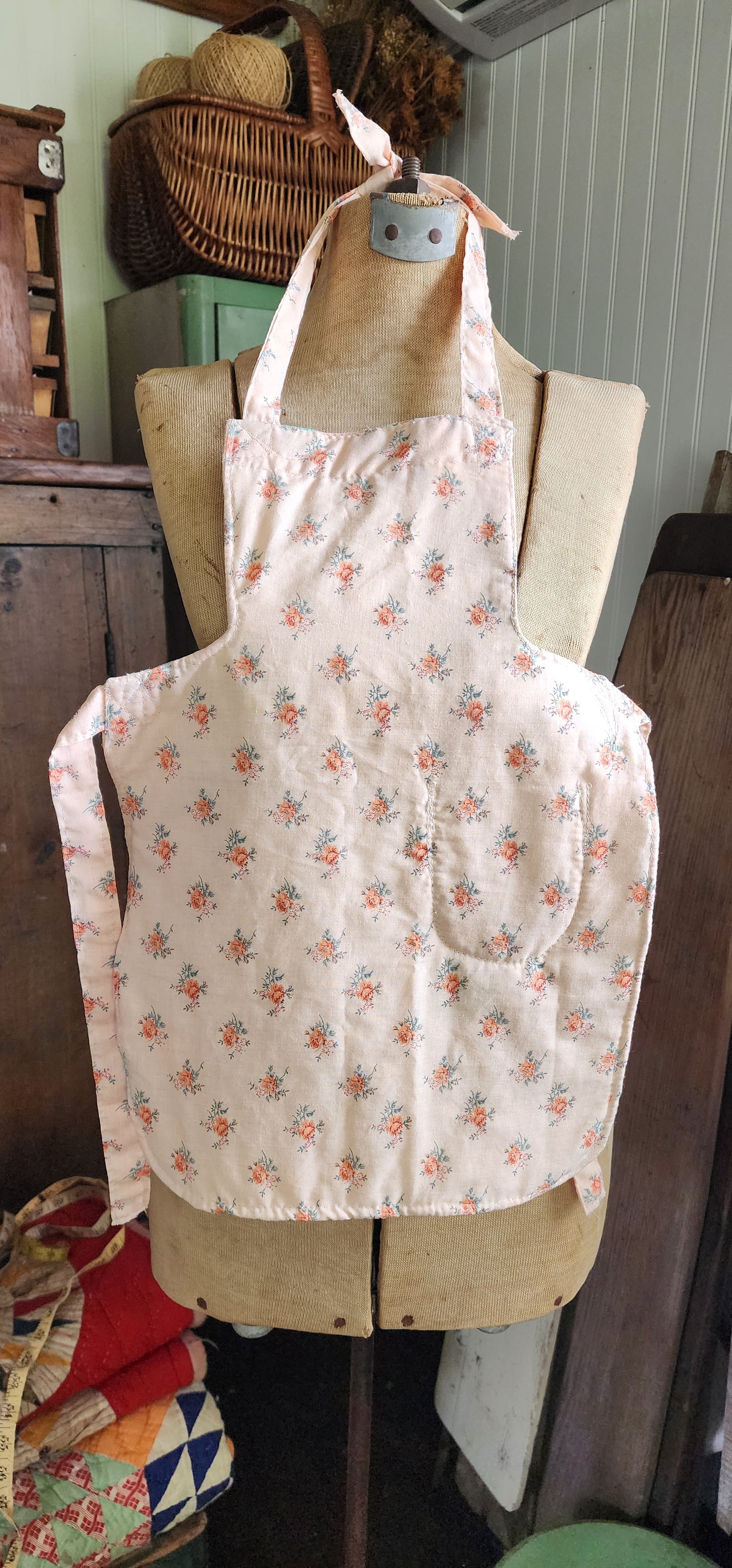 Grandma's Vintage Quilt/Linen Children's Apron