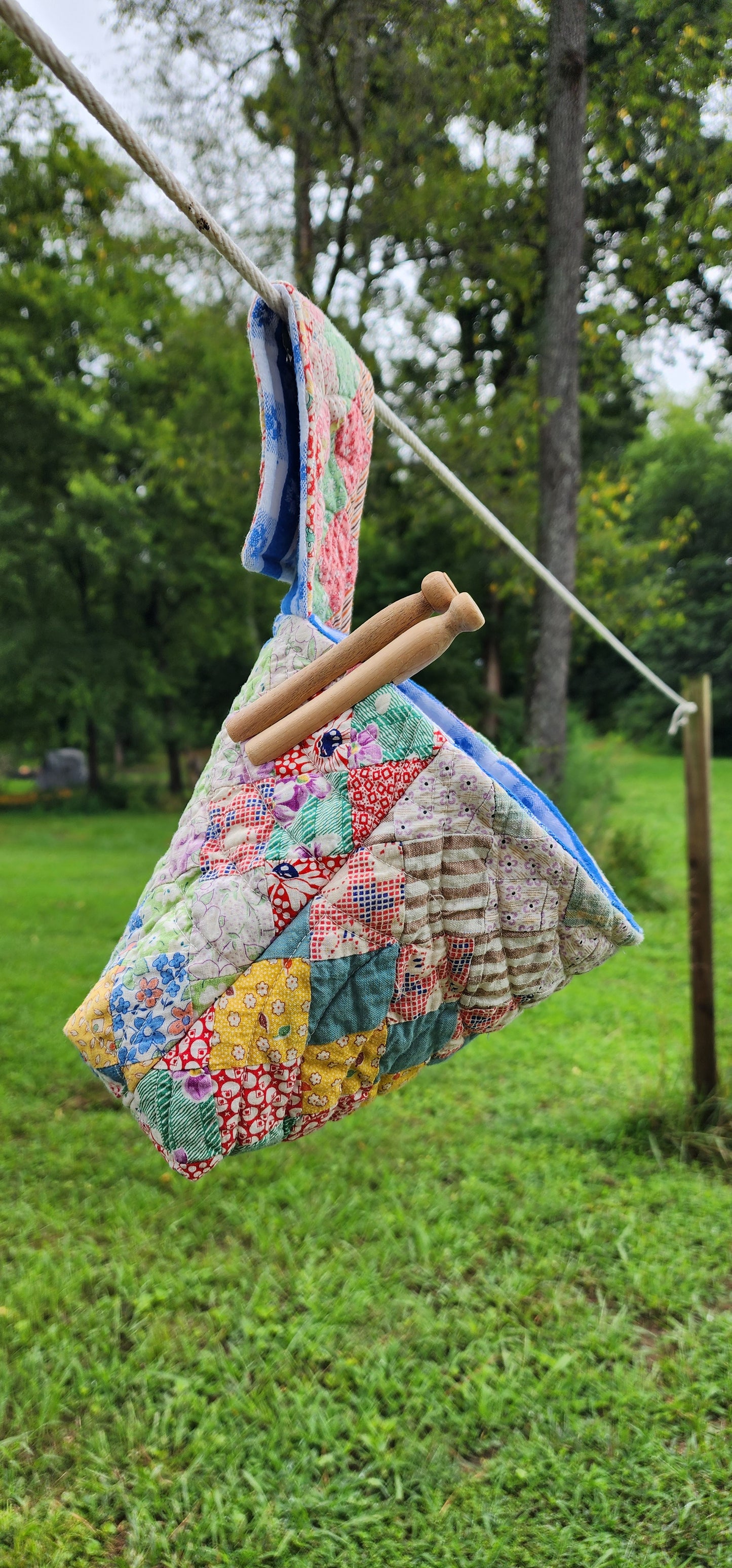 Vintage Quilt Clothespin Bag