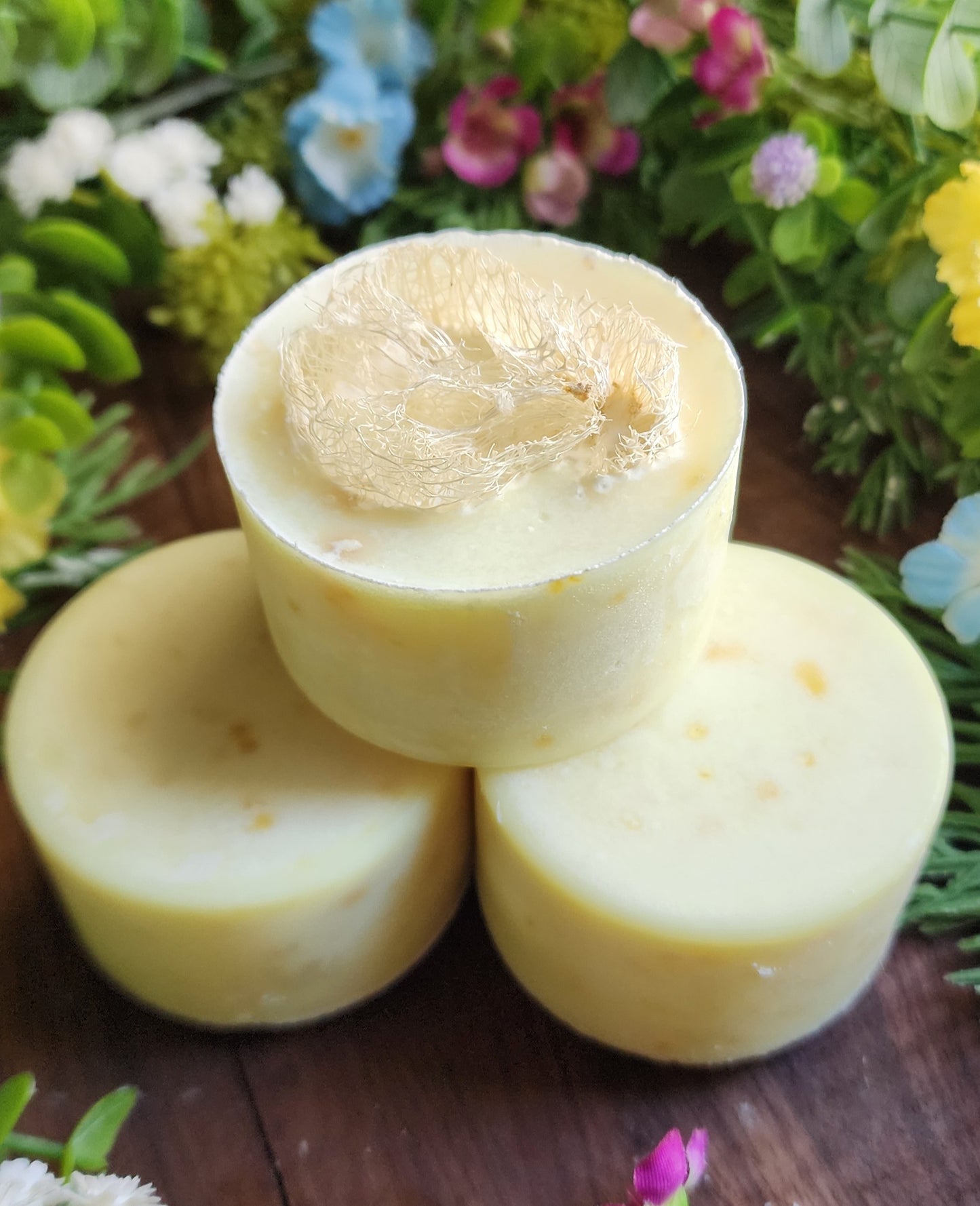 Creamy Lemon Coconut Loofah Handmade Soap