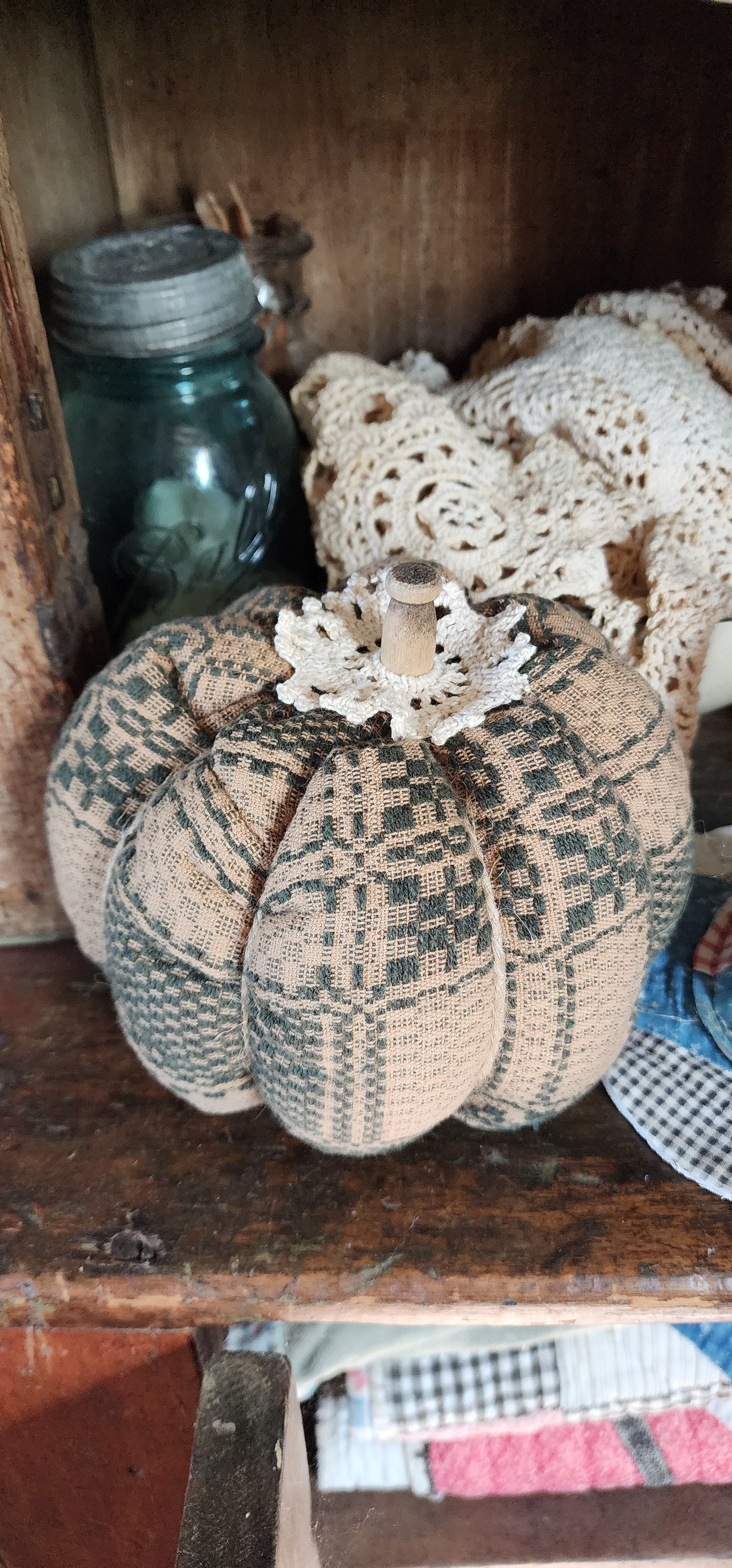 Vintage Linen Pumpkin with hat