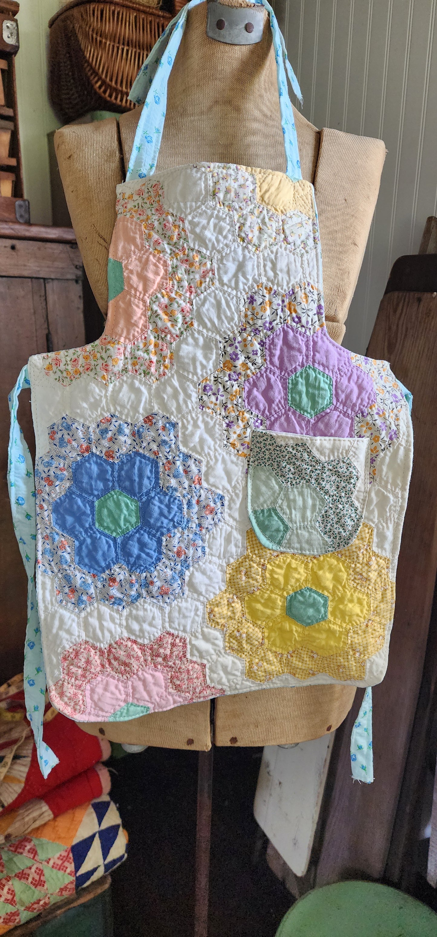 Grandma's Vintage Quilt/Linen Children's Apron