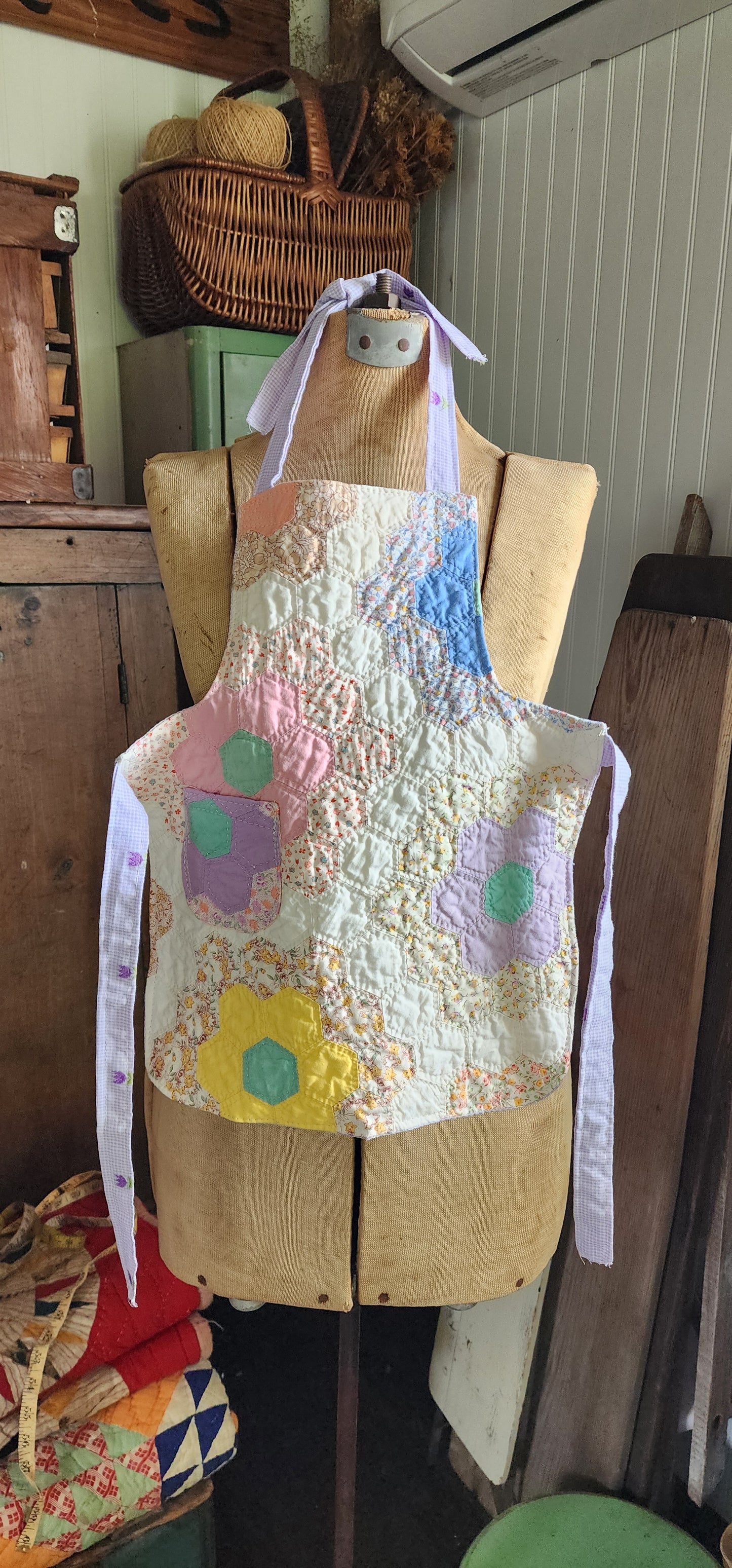 Grandma's Vintage Quilt/Linen Children's Apron