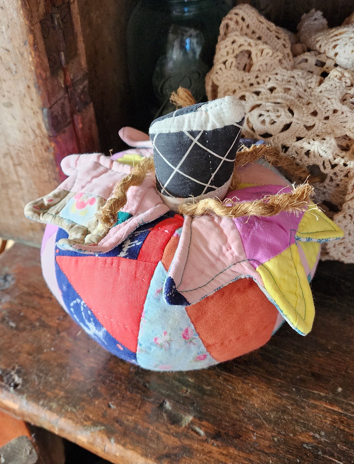 Grandma's Vintage Quilt Pumpkin