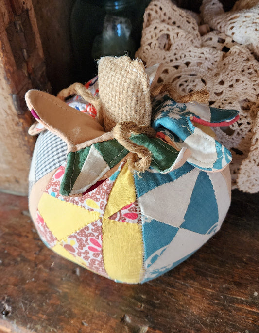 Grandma's Vintage Quilt Pumpkin