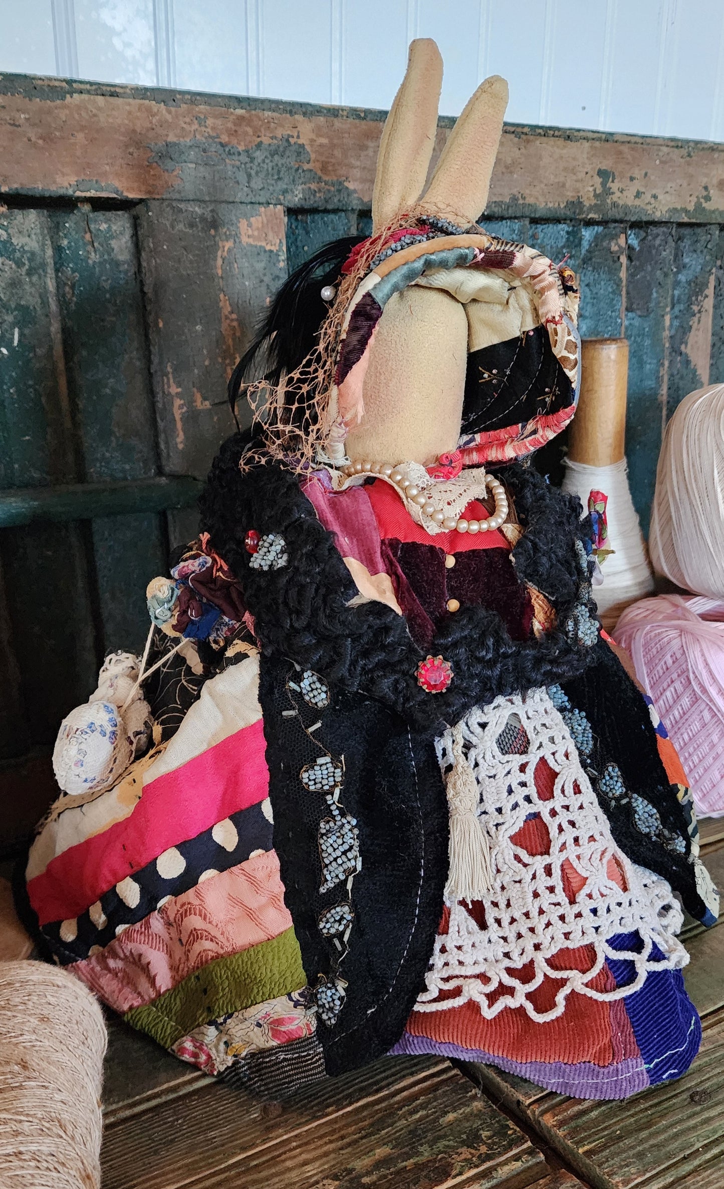 Grandma's Vintage Quilt/Linen Bunny