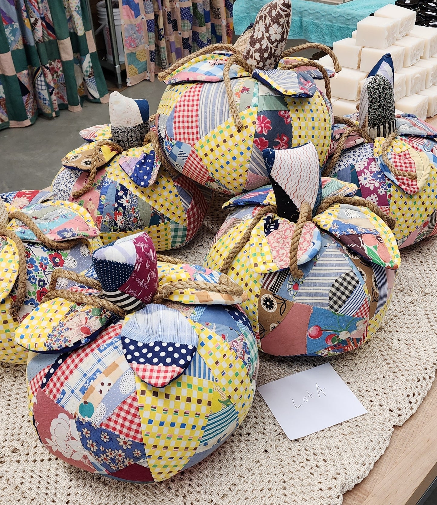 Grandma's Vintage Quilt Pumpkin - Lot A