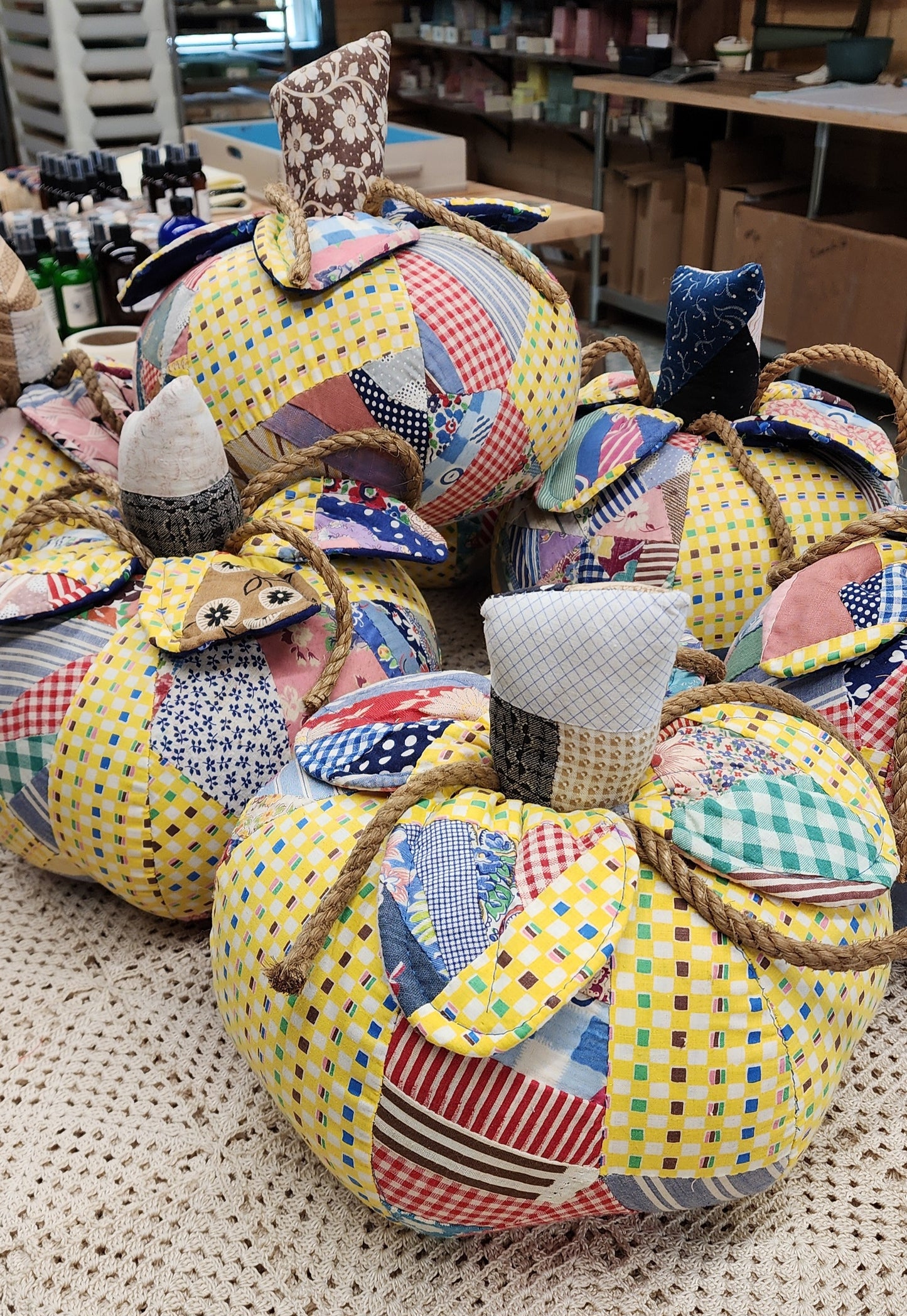 Grandma's Vintage Quilt Pumpkin - Lot A
