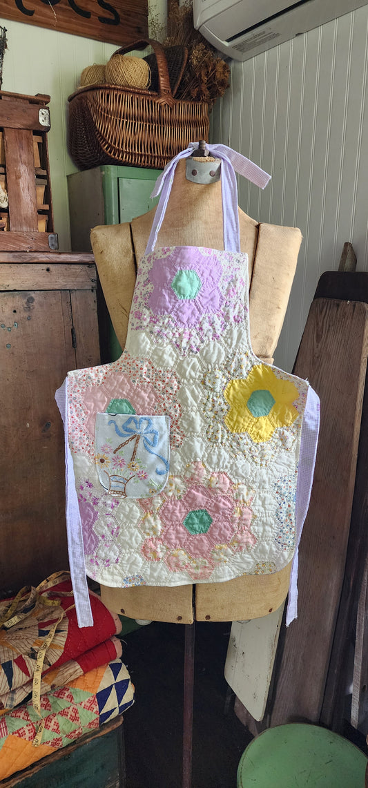Grandma's Vintage Quilt/Linen Children's Apron