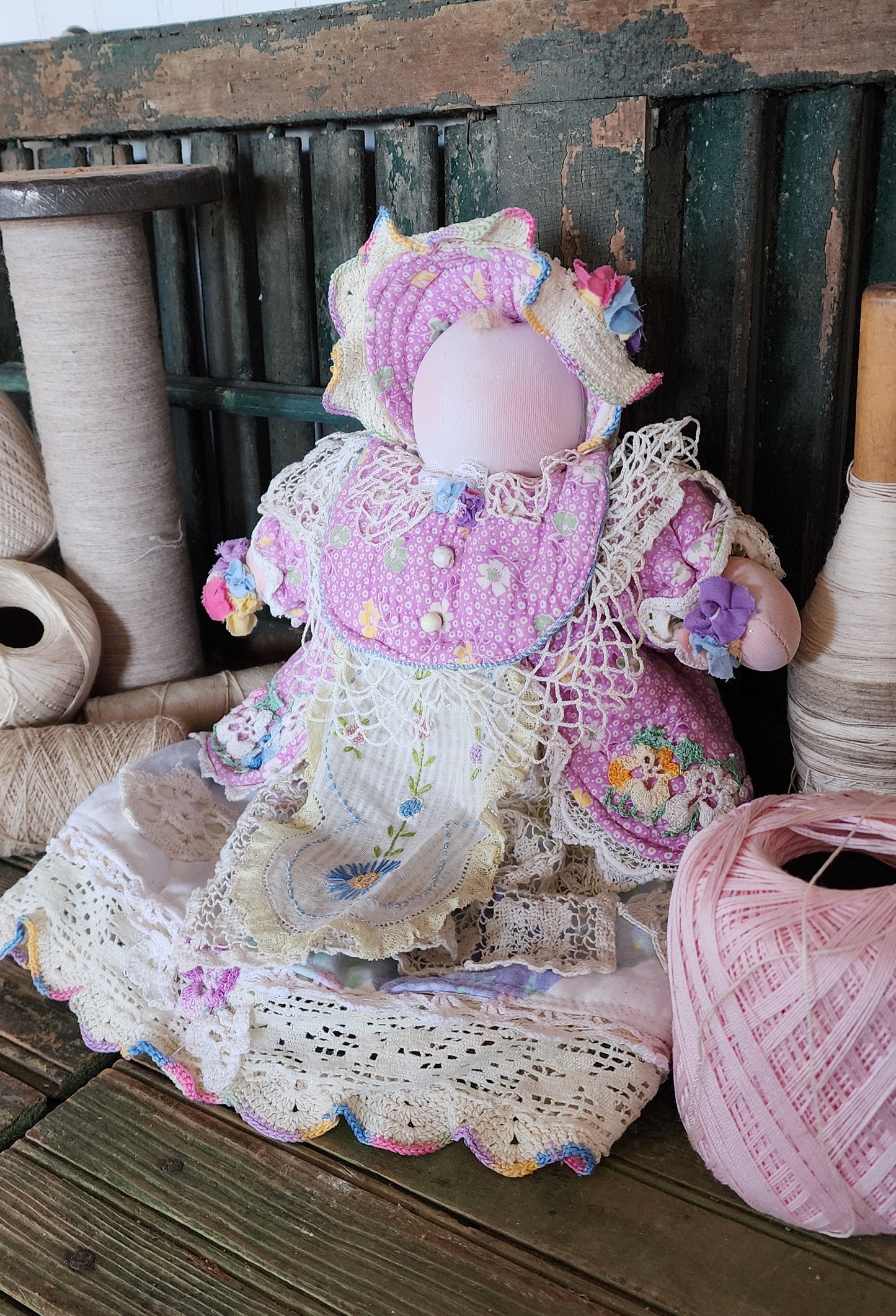 Grandma's Vintage Quilt/Linen Doll