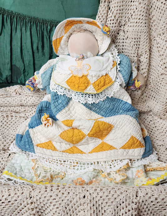Grandma's Vintage Quilt/Linen Doll
