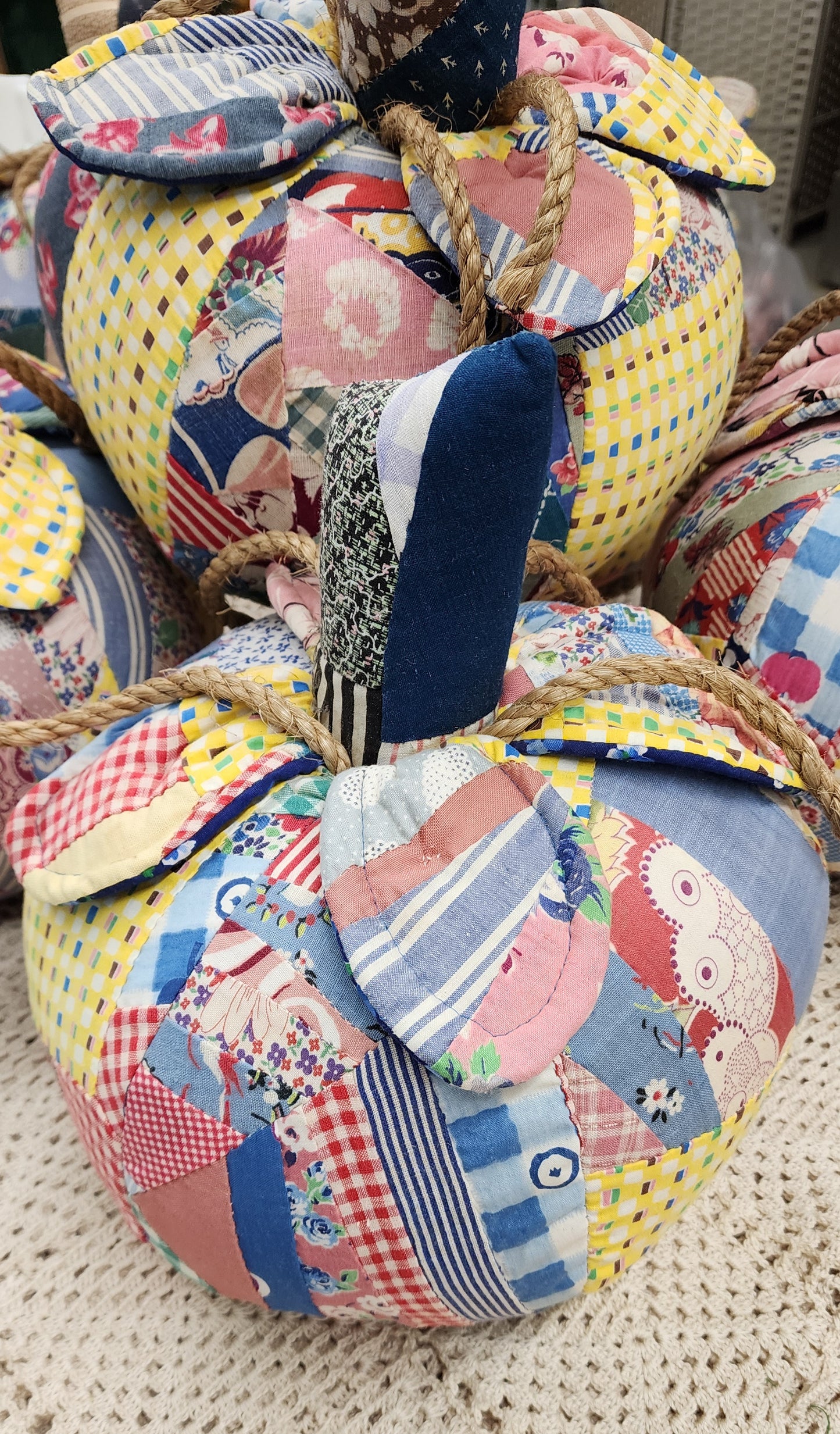 Grandma's Vintage Quilt Pumpkin - Lot A