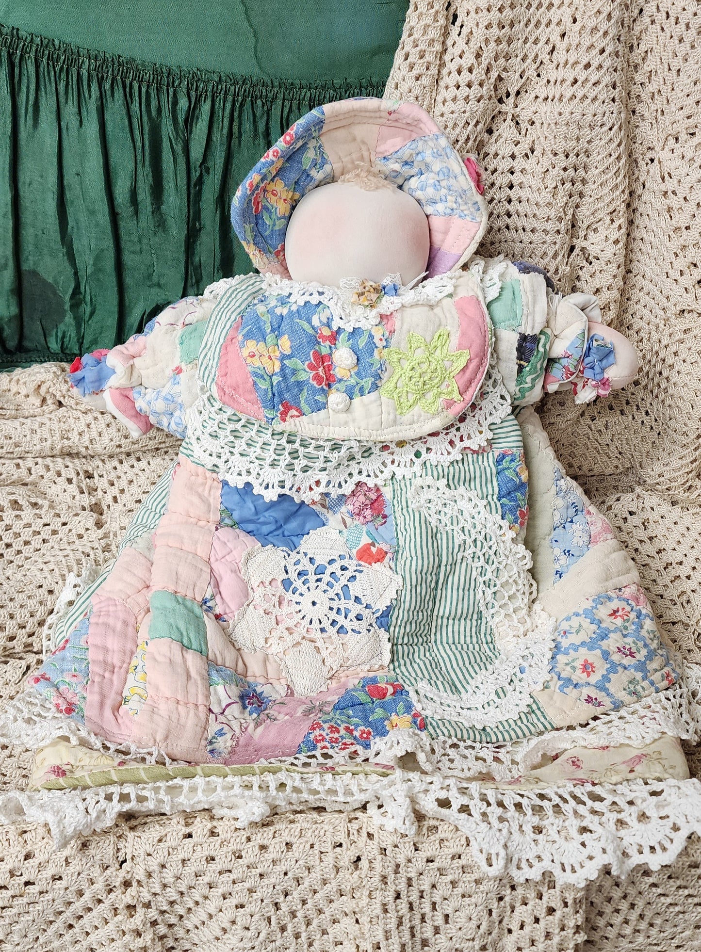 Grandma's Vintage Quilt/Linen Doll
