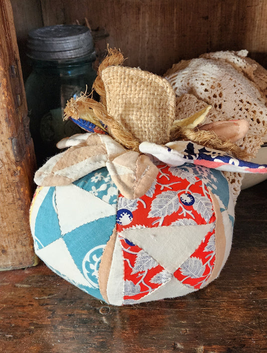 Grandma's Vintage Quilt Pumpkin