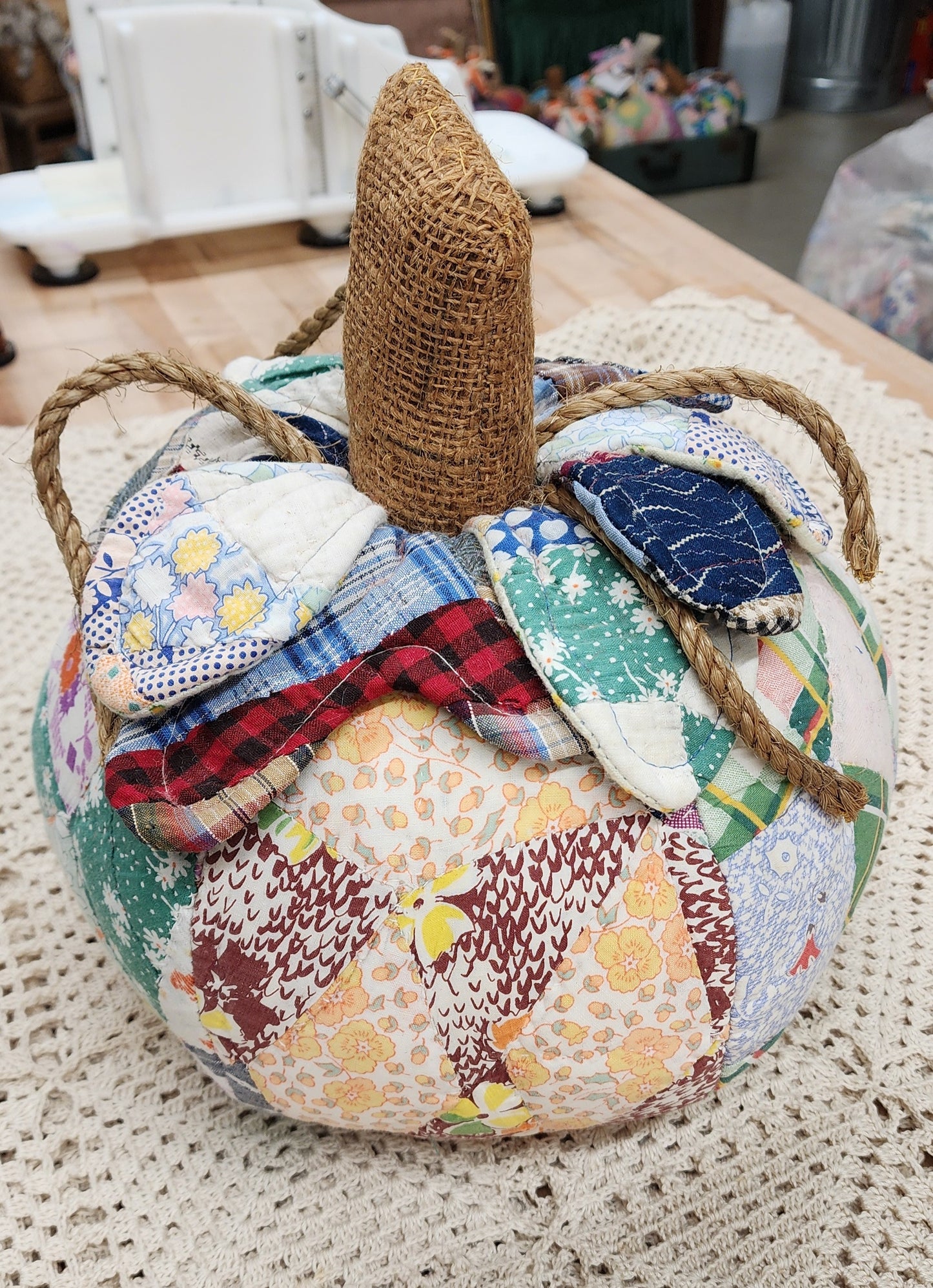 Grandma's Vintage Quilt Pumpkin