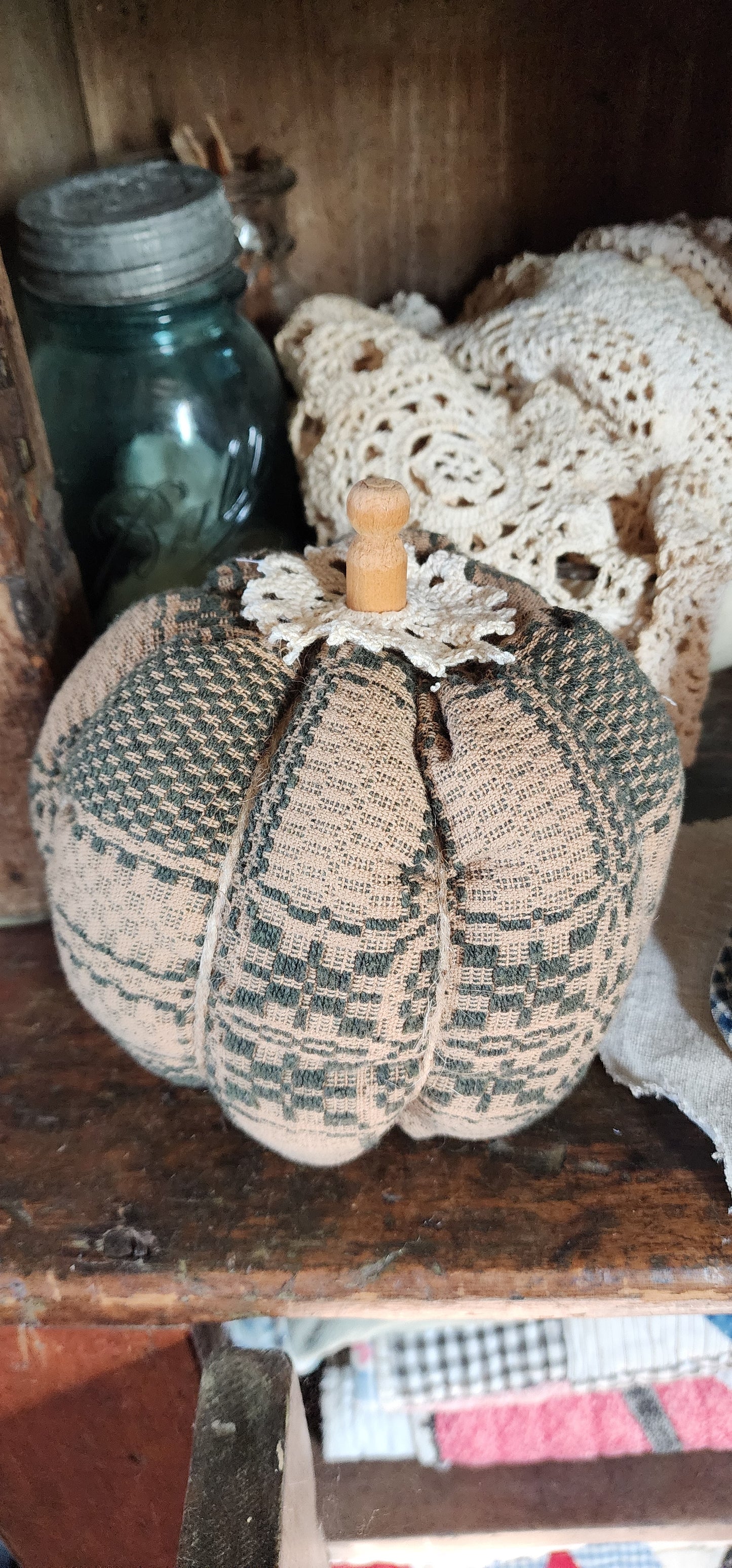 Vintage Linen Pumpkin with hat
