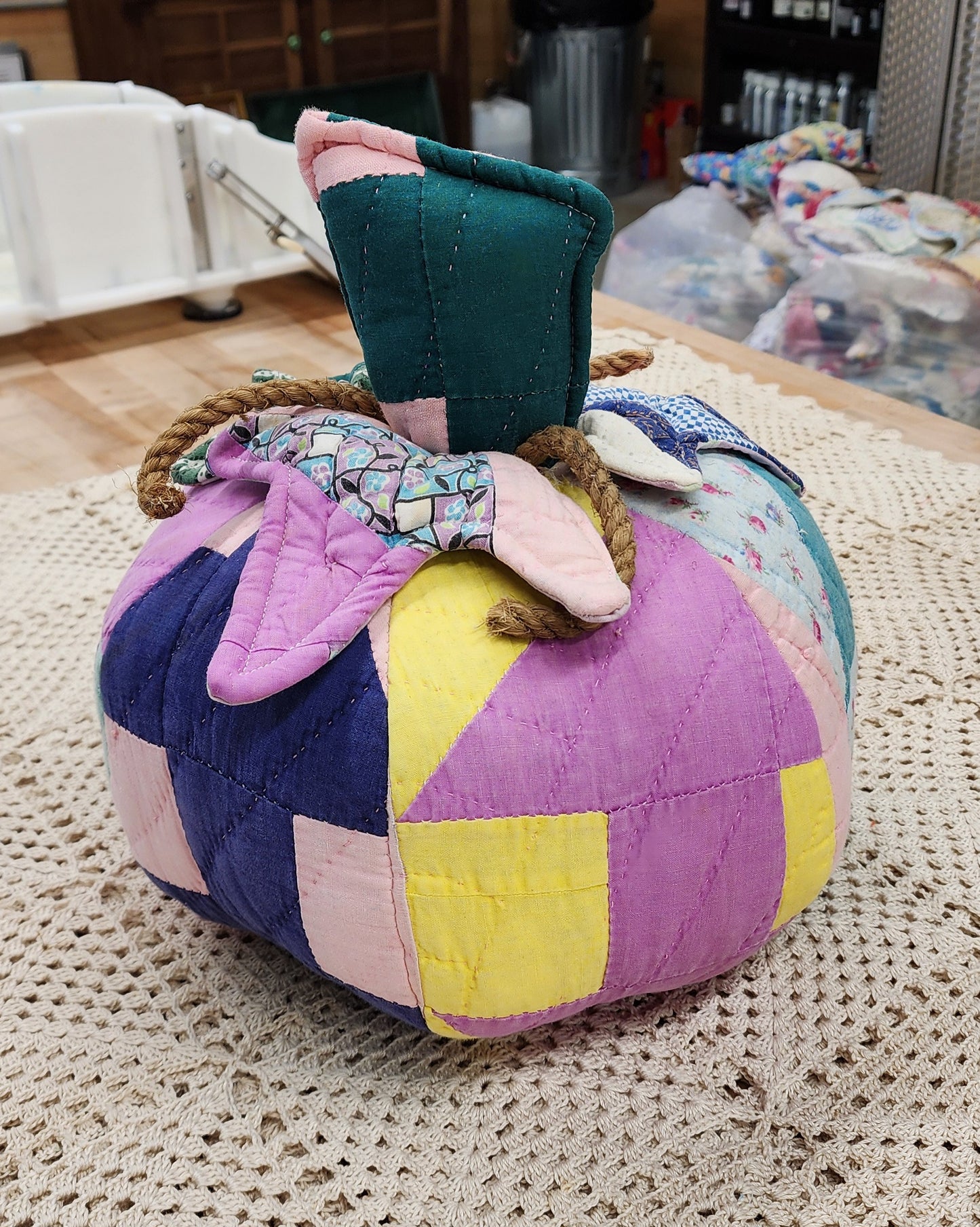 Grandma's Vintage Quilt Pumpkin