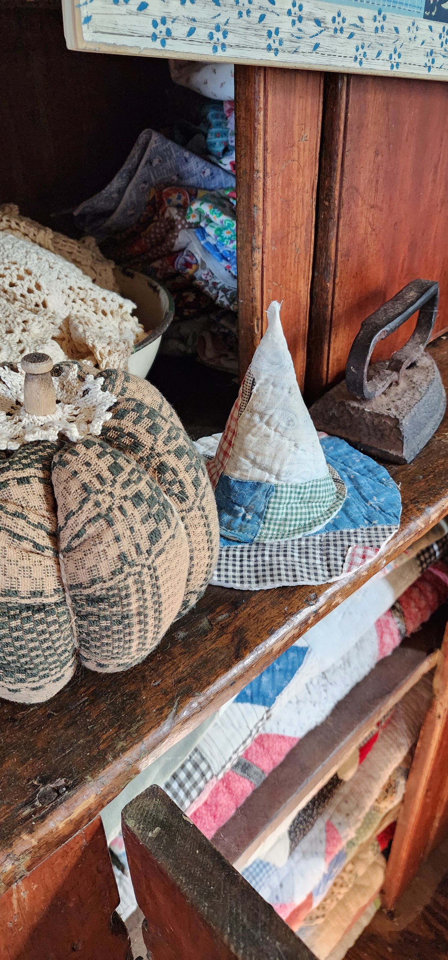 Vintage Linen Pumpkin with hat