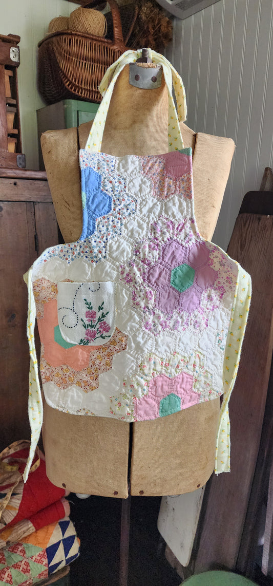 Grandma's Vintage Quilt/Linen Children's Apron