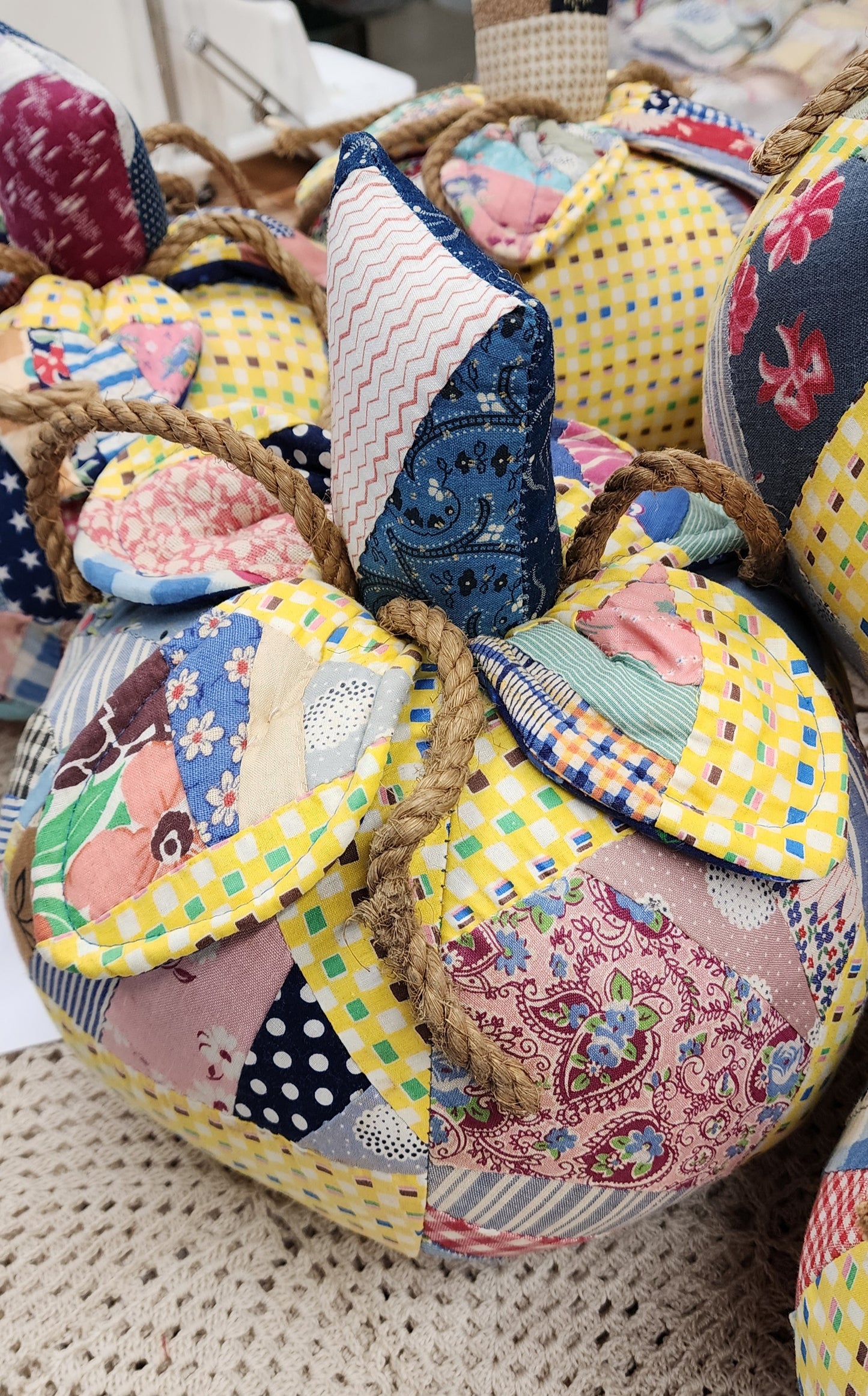 Grandma's Vintage Quilt Pumpkin - Lot A