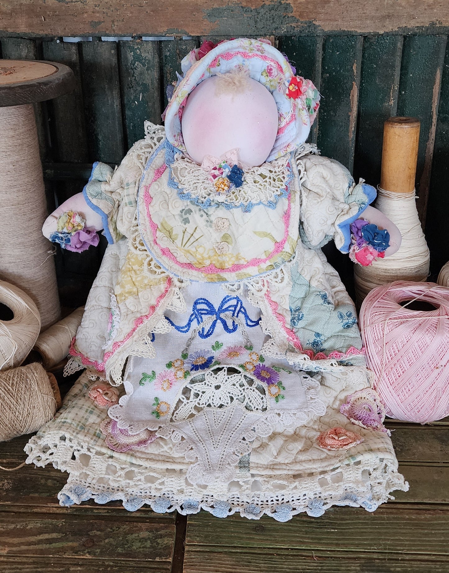 Grandma's Vintage Quilt/Linen Doll