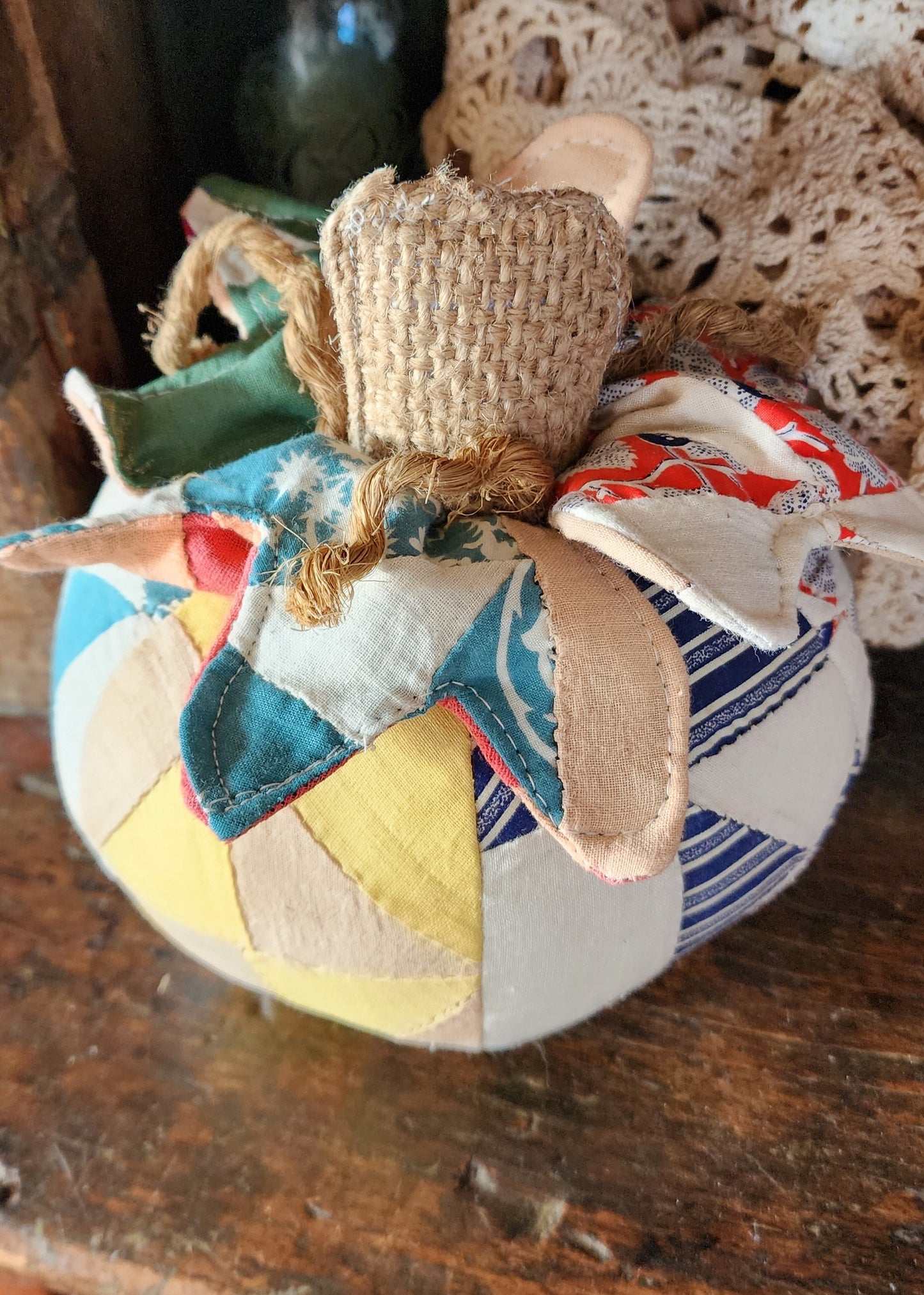 Grandma's Vintage Quilt Pumpkin