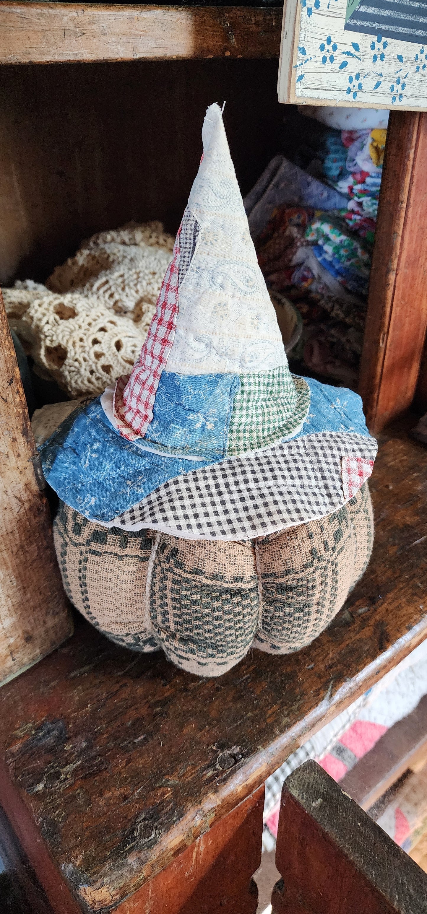 Vintage Linen Pumpkin with hat