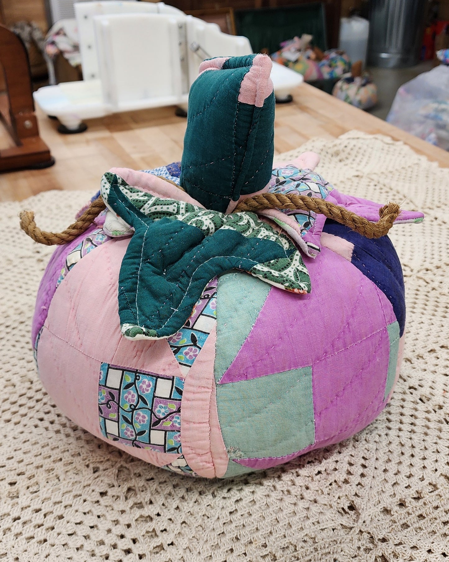 Grandma's Vintage Quilt Pumpkin